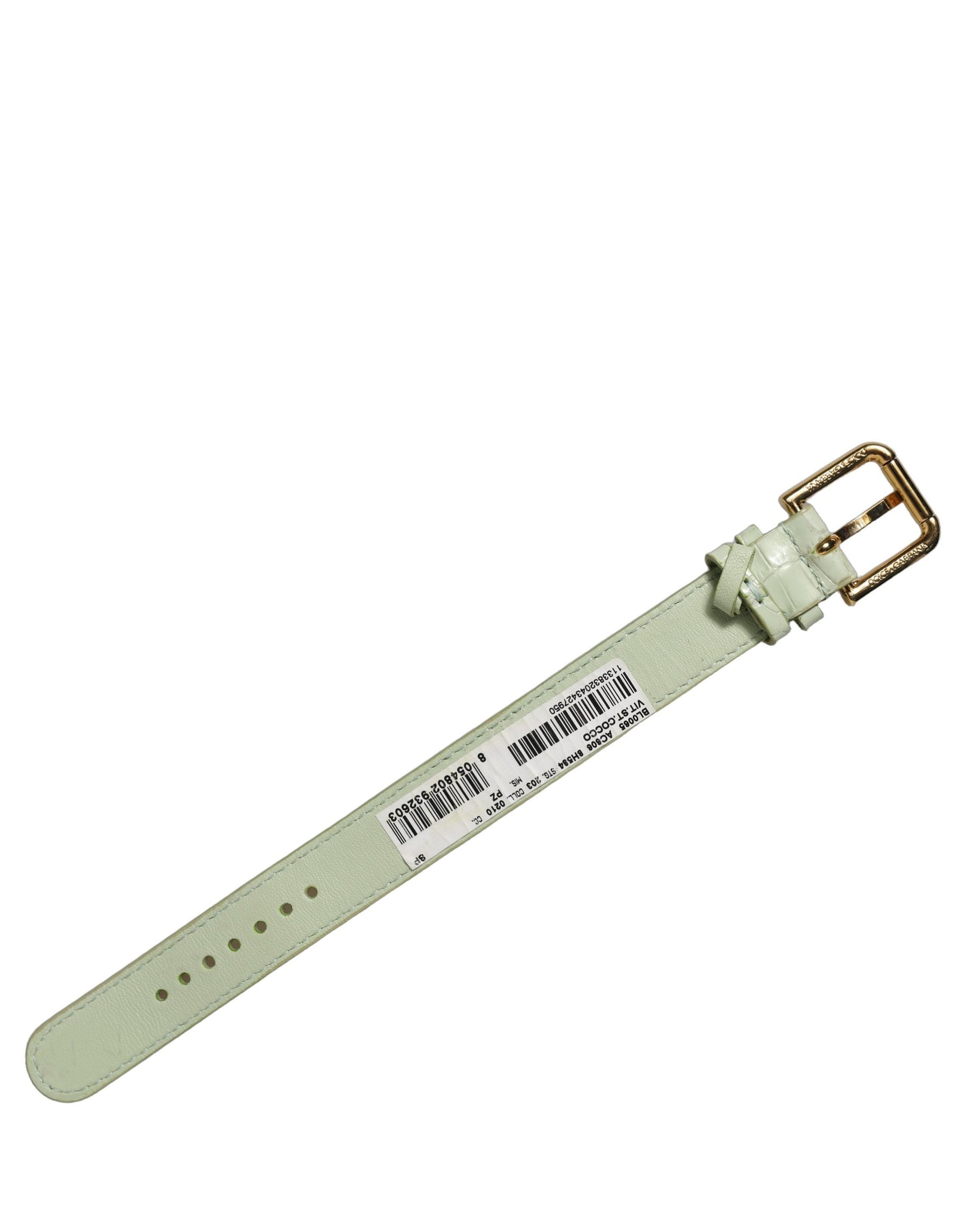 Dolce & Gabbana Green Embossed Leather Gold Buckle Belt Strap Bracelet | Regal Royce