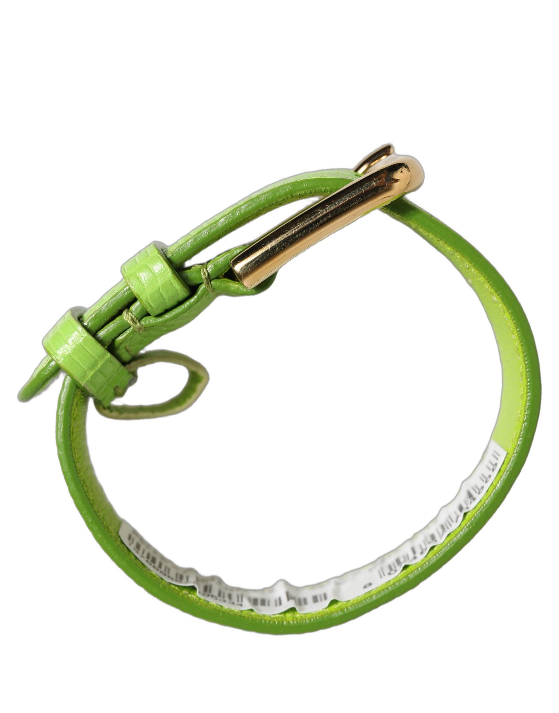 Dolce & Gabbana Green Textured Leather Gold Buckle Belt Strap Bracelet | Regal Royce