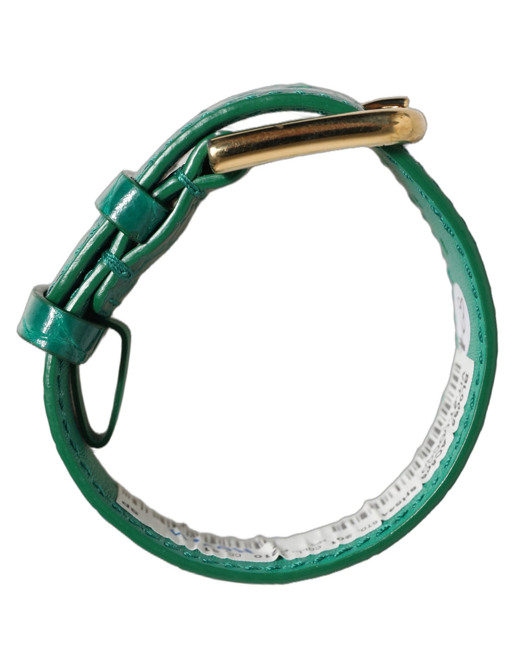 Dolce & Gabbana Green Embossed Leather Gold Buckle Belt Strap Bracelet | Regal Royce