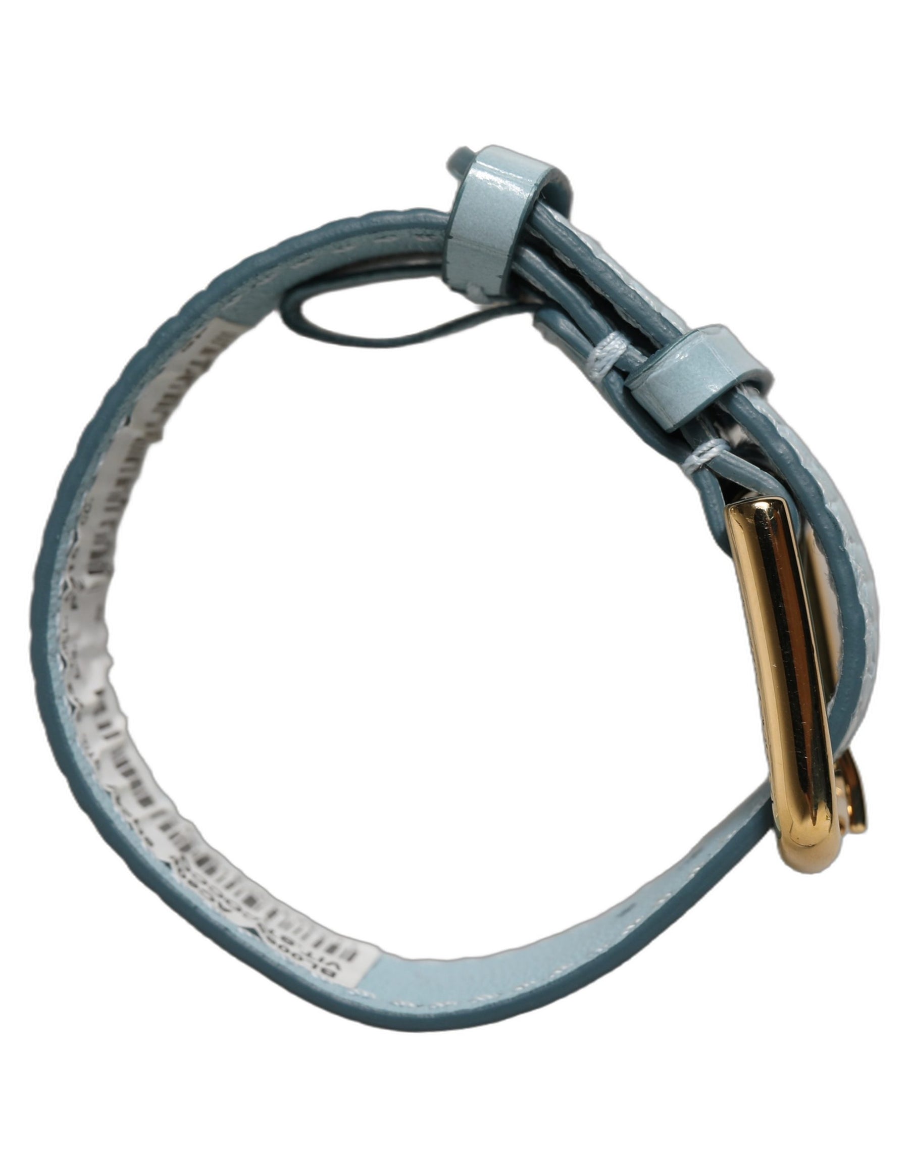 Dolce & Gabbana Blue Embossed Leather Gold Buckle Belt Strap Bracelet | Regal Royce