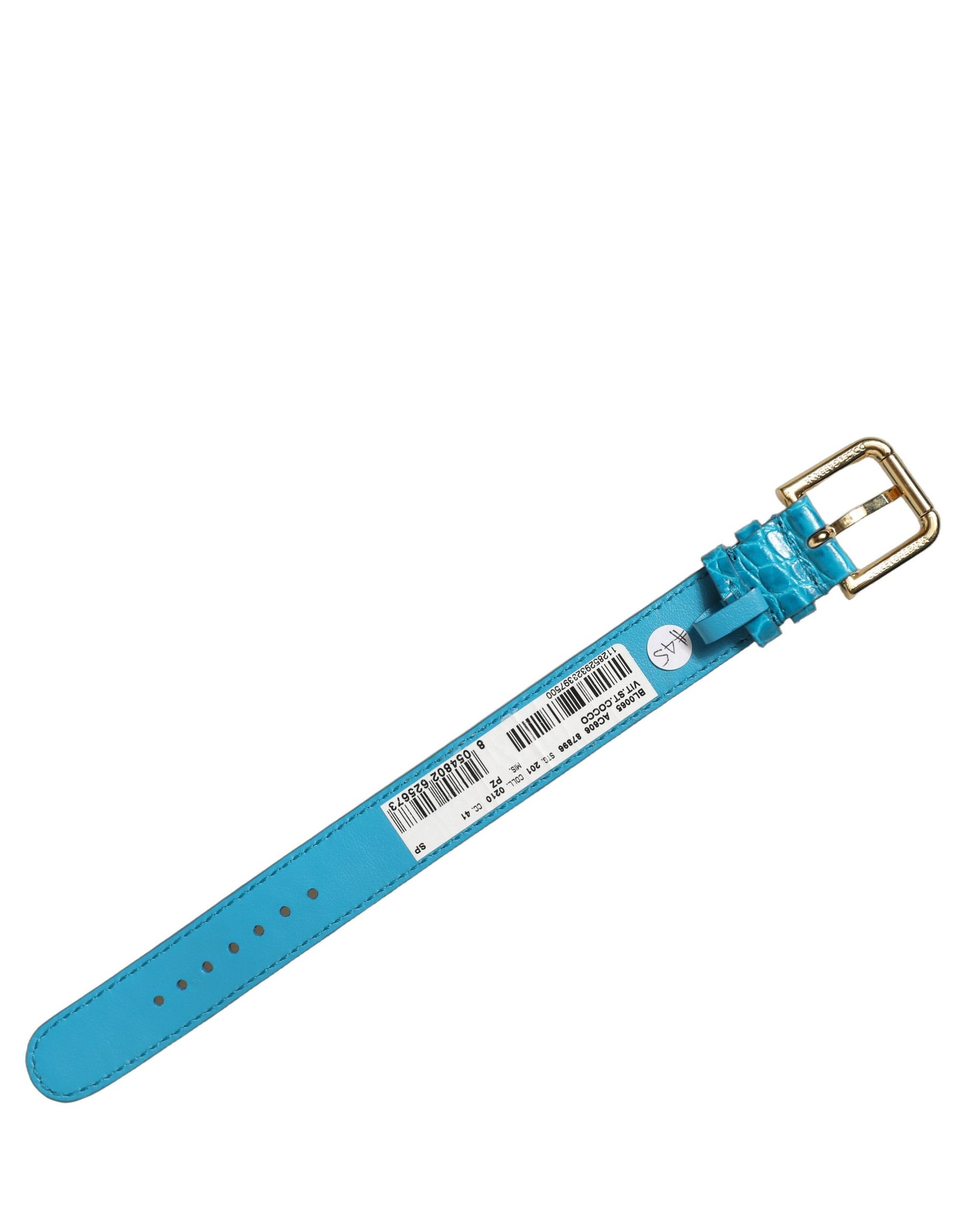 Dolce & Gabbana Blue Embossed Leather Gold Buckle Belt Strap Bracelet | Regal Royce