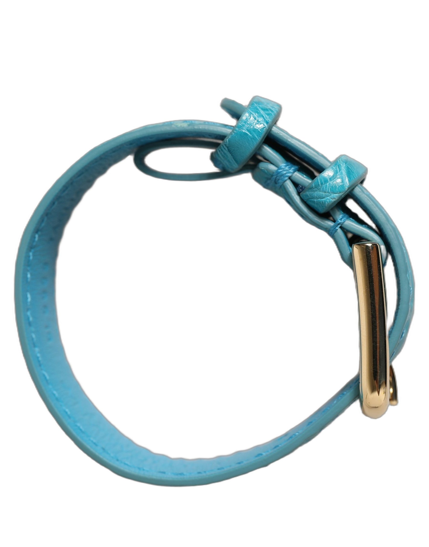 Dolce & Gabbana Turquoise Texture Leather Gold Buckle Belt Strap Bracelet | Regal Royce