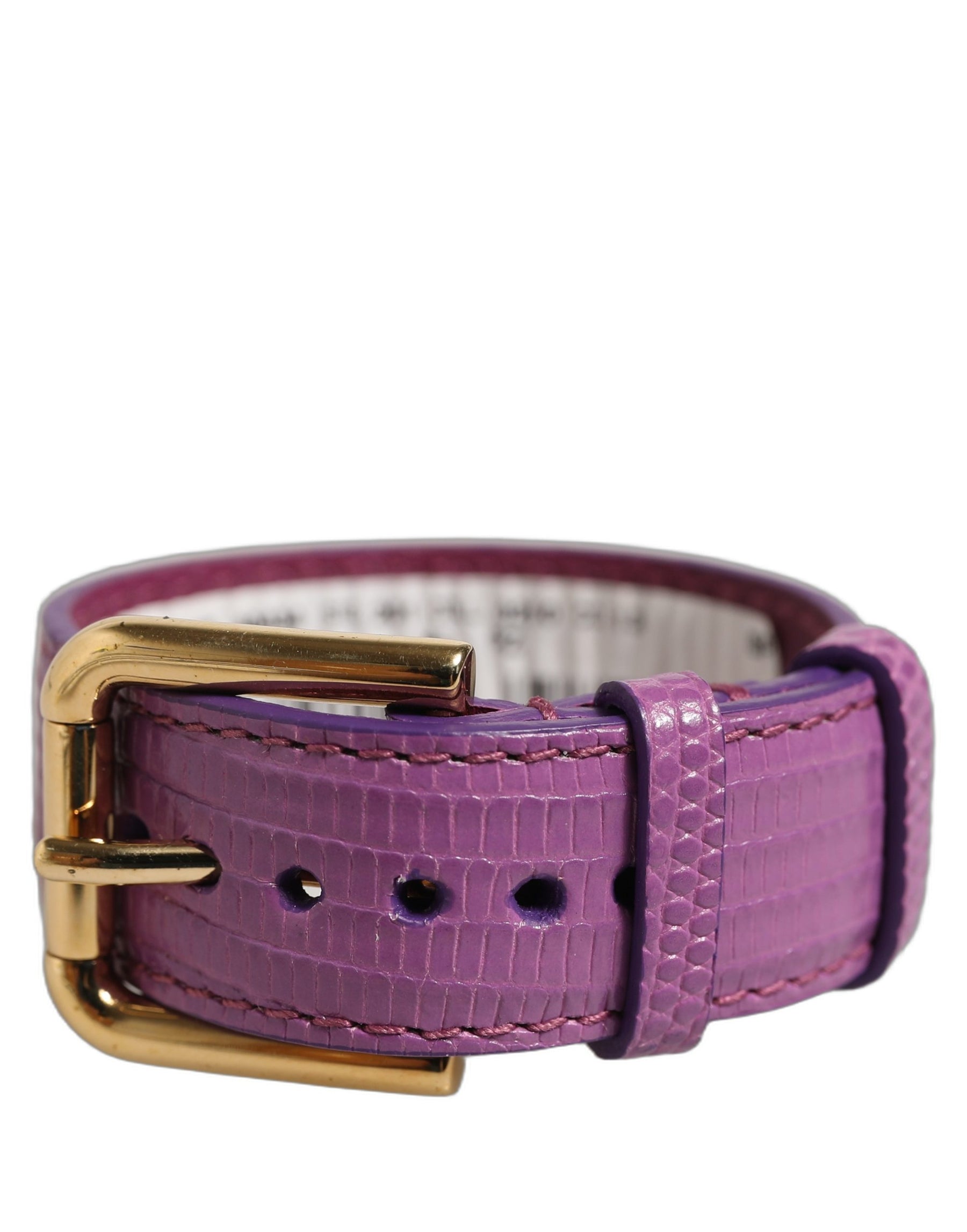 Dolce & Gabbana Purple Textured Leather Gold Buckle Belt Strap Bracelet | Regal Royce