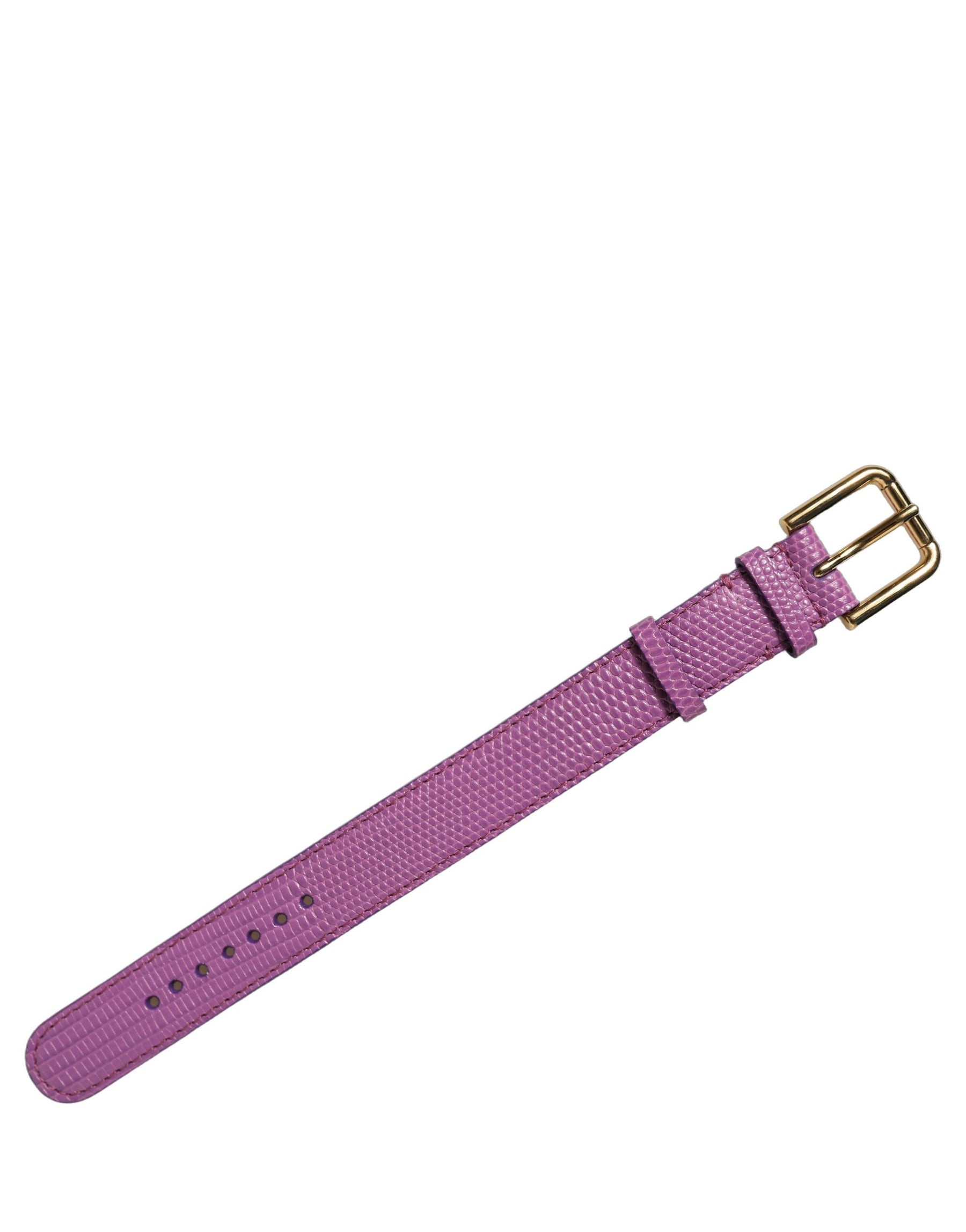 Dolce & Gabbana Purple Textured Leather Gold Buckle Belt Strap Bracelet | Regal Royce