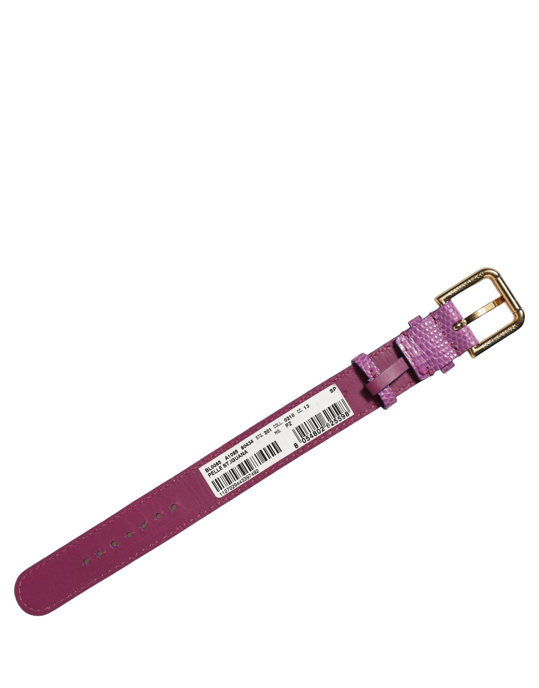 Dolce & Gabbana Purple Textured Leather Gold Buckle Belt Strap Bracelet | Regal Royce