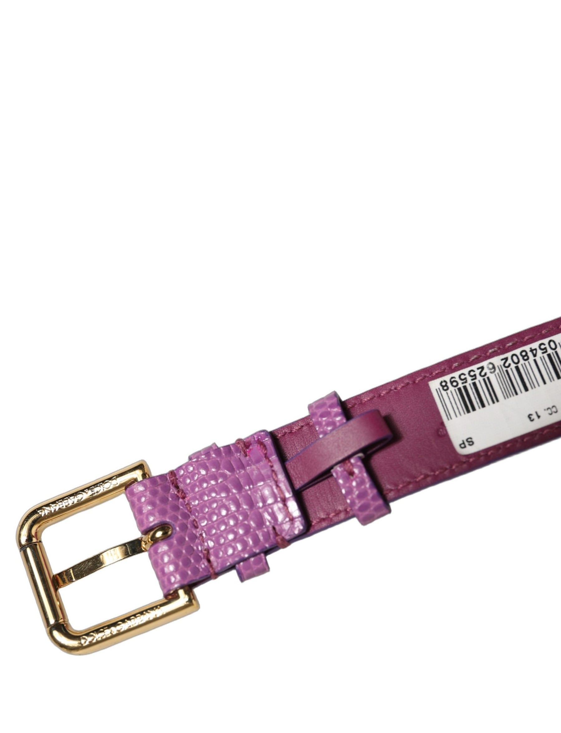 Dolce & Gabbana Purple Textured Leather Gold Buckle Belt Strap Bracelet | Regal Royce