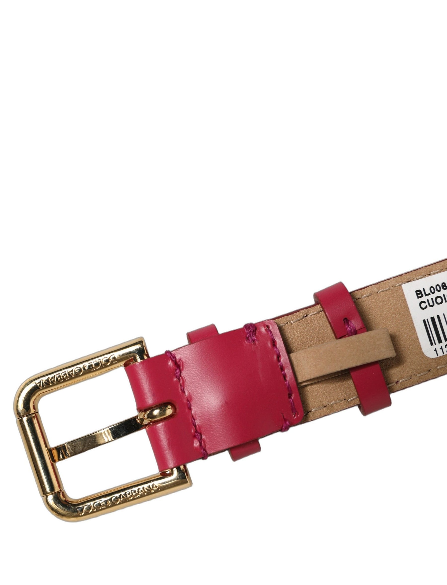 Dolce & Gabbana Red Calfskin Leather Gold Buckle Belt Strap Bracelet | Regal Royce