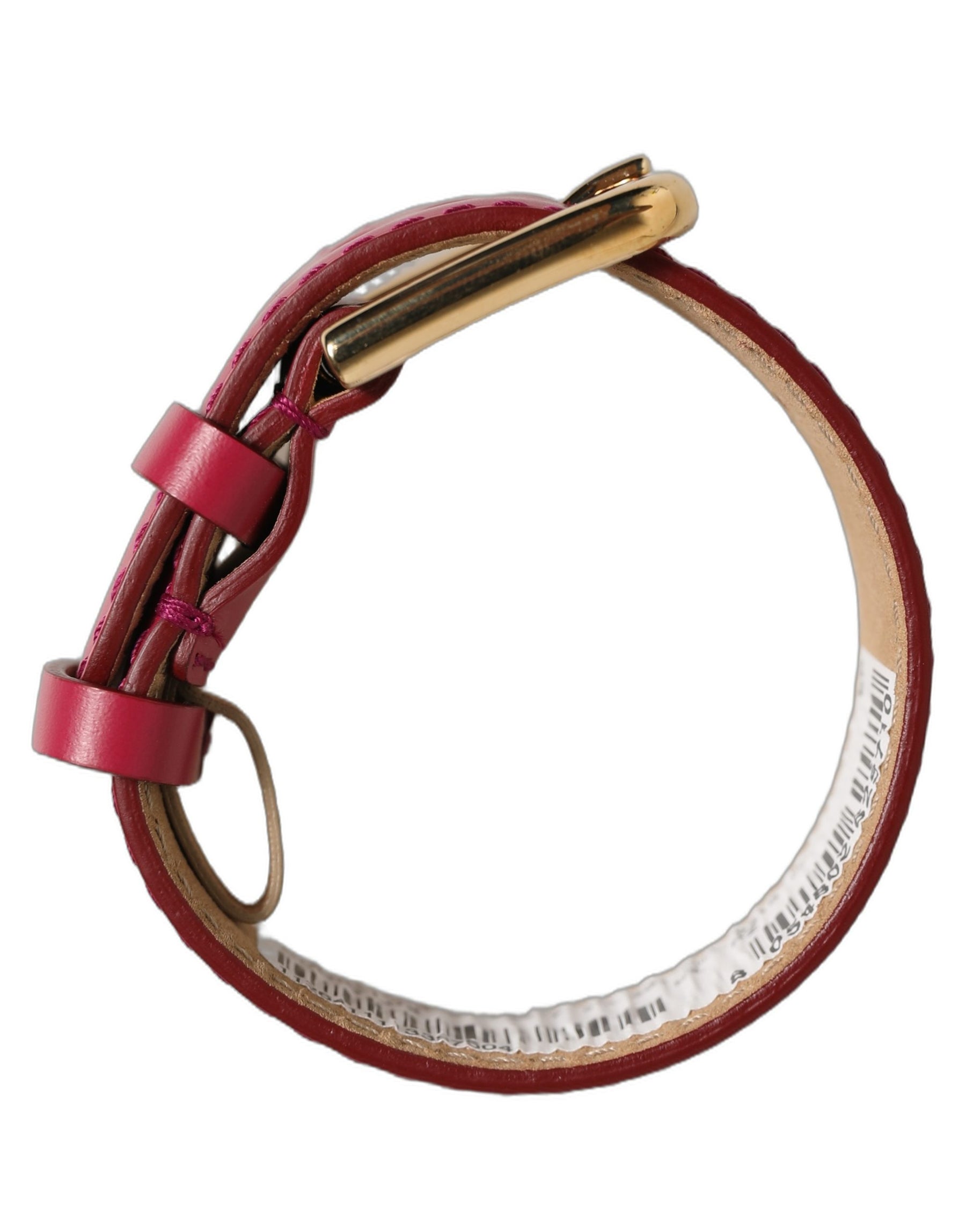 Dolce & Gabbana Red Calfskin Leather Gold Buckle Belt Strap Bracelet | Regal Royce