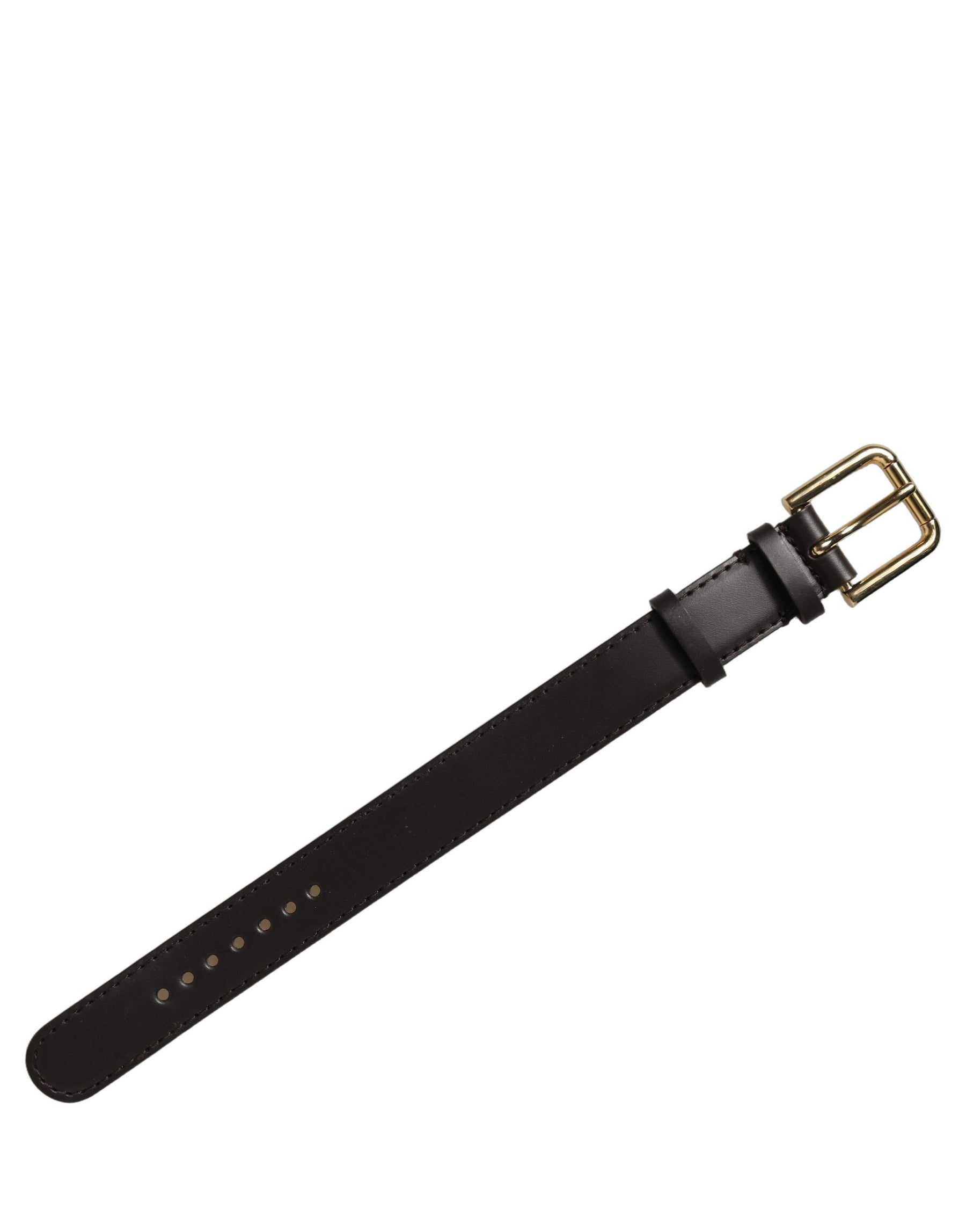 Dolce & Gabbana Black Calfskin Leather Gold Buckle Belt Strap Bracelet | Regal Royce