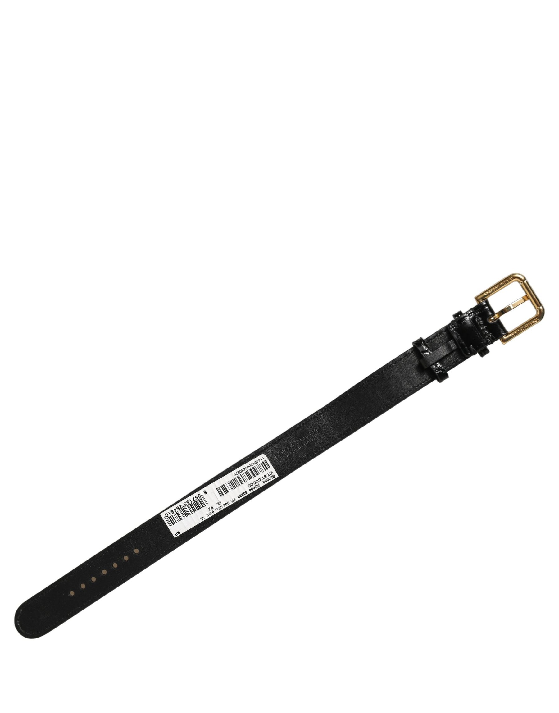Dolce & Gabbana Black Textured Leather Gold Buckle Belt Strap Bracelet | Regal Royce