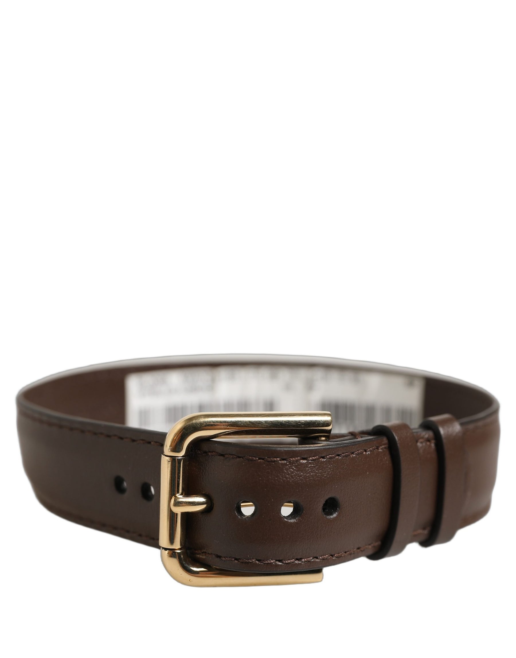 Dolce & Gabbana Brown Calfskin Leather Gold Buckle Belt Strap Bracelet | Regal Royce