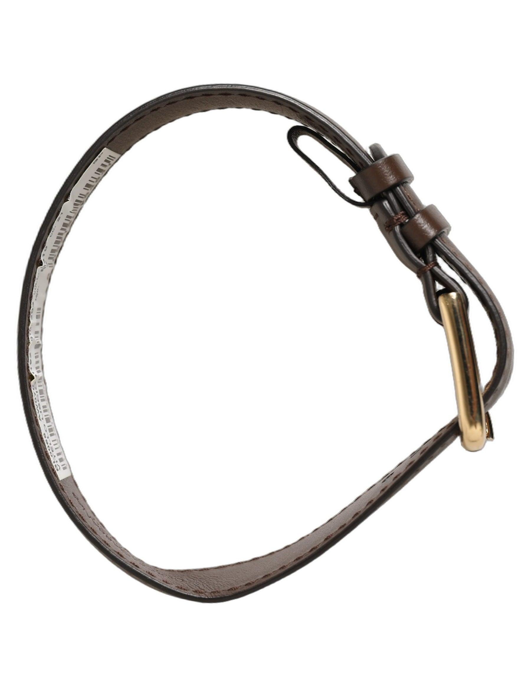 Dolce & Gabbana Brown Calfskin Leather Gold Buckle Belt Strap Bracelet | Regal Royce