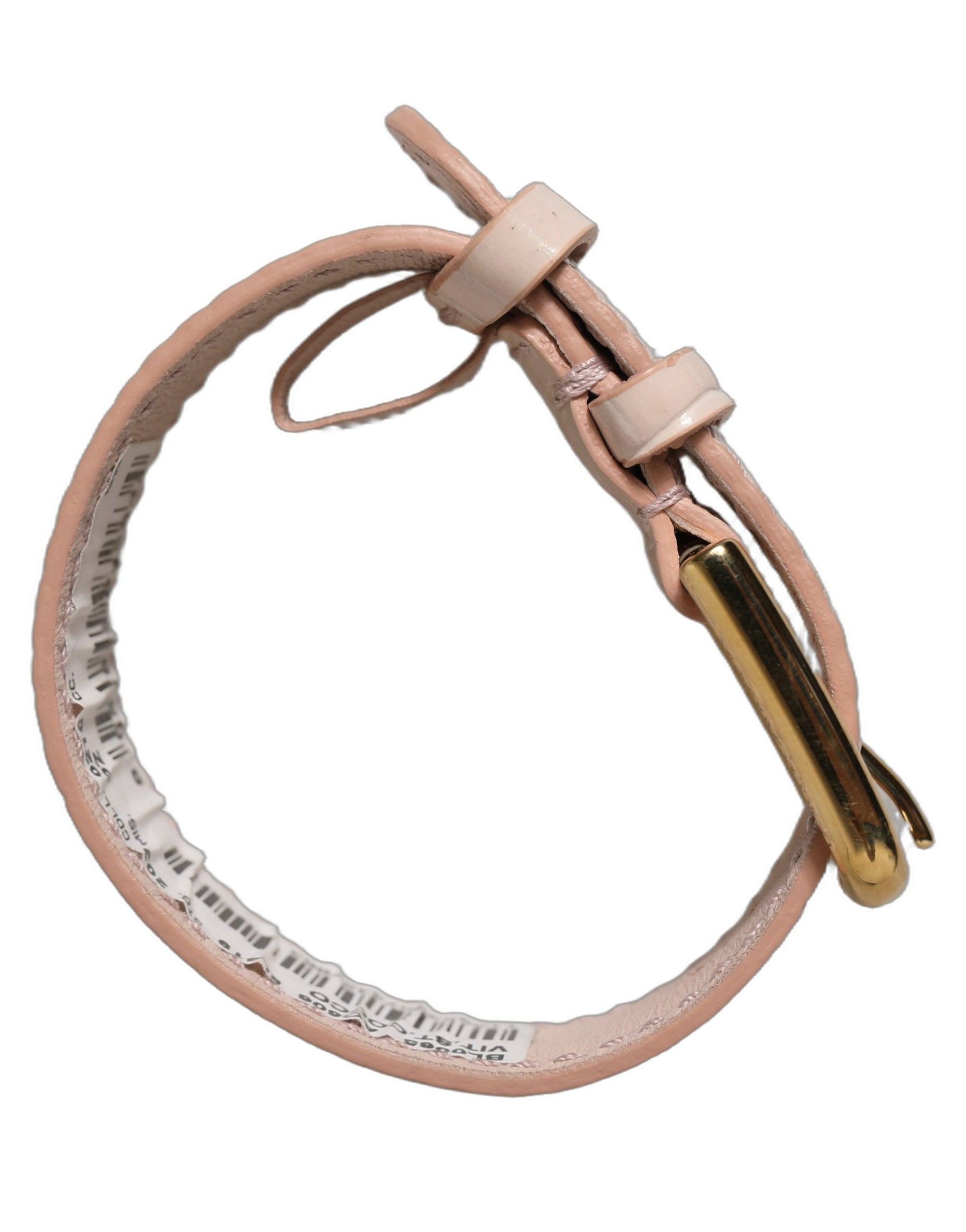 Dolce & Gabbana Pink Embossed Leather Gold Buckle Belt Strap Bracelet | Regal Royce