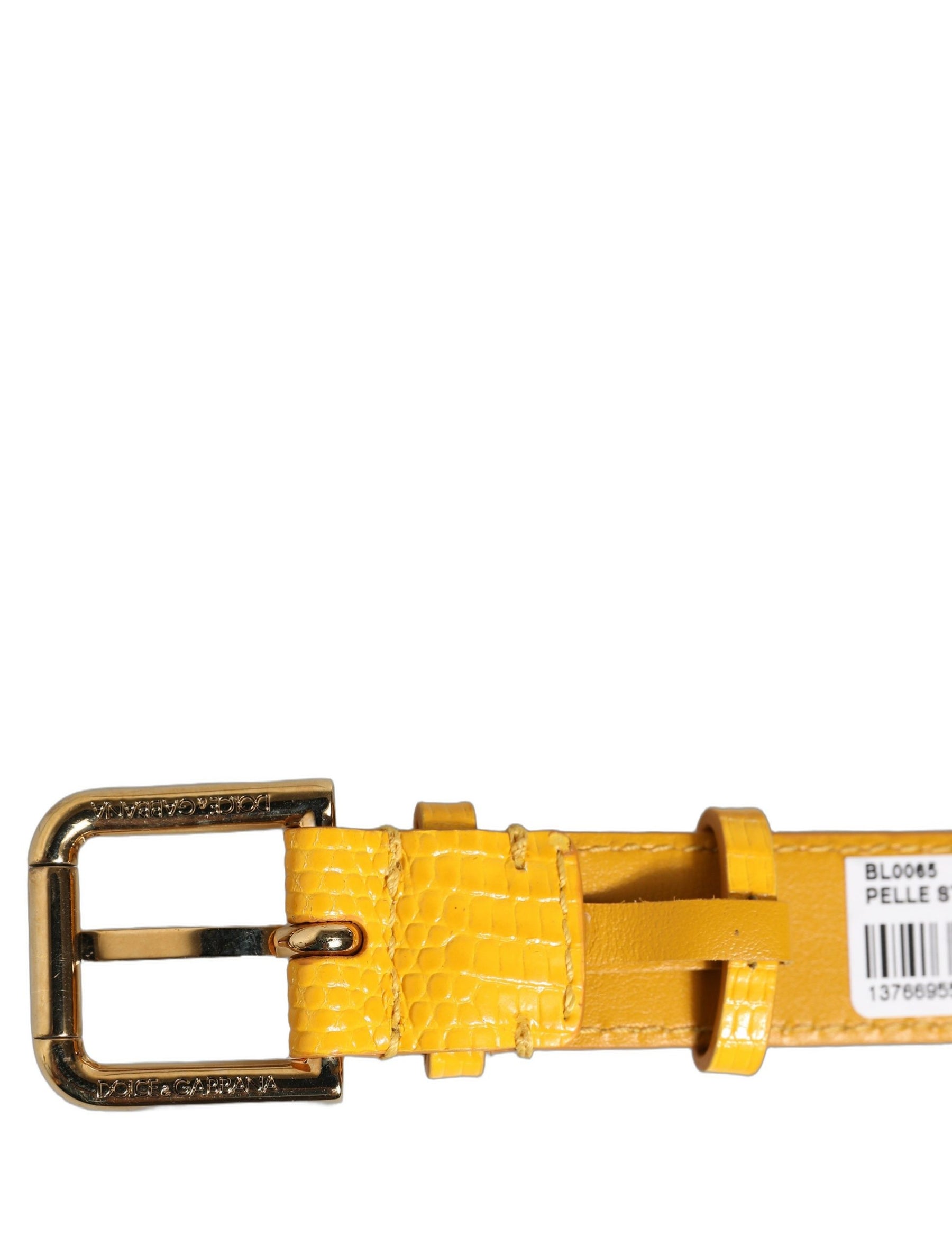 Dolce & Gabbana Yellow Textured Leather Gold Buckle Belt Strap Bracelet | Regal Royce