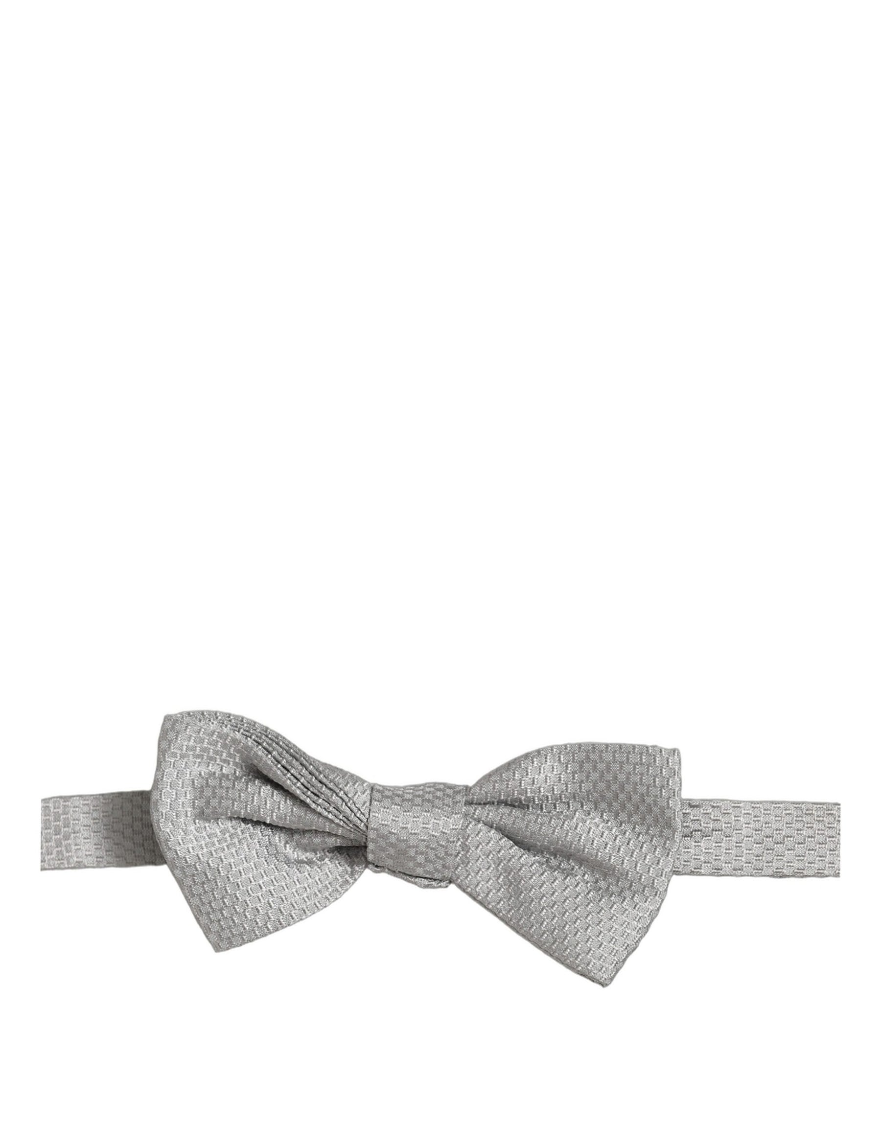 Dolce & Gabbana Men Gray 100% Silk Adjustable Neck Papillon Bow Tie | Regal Royce