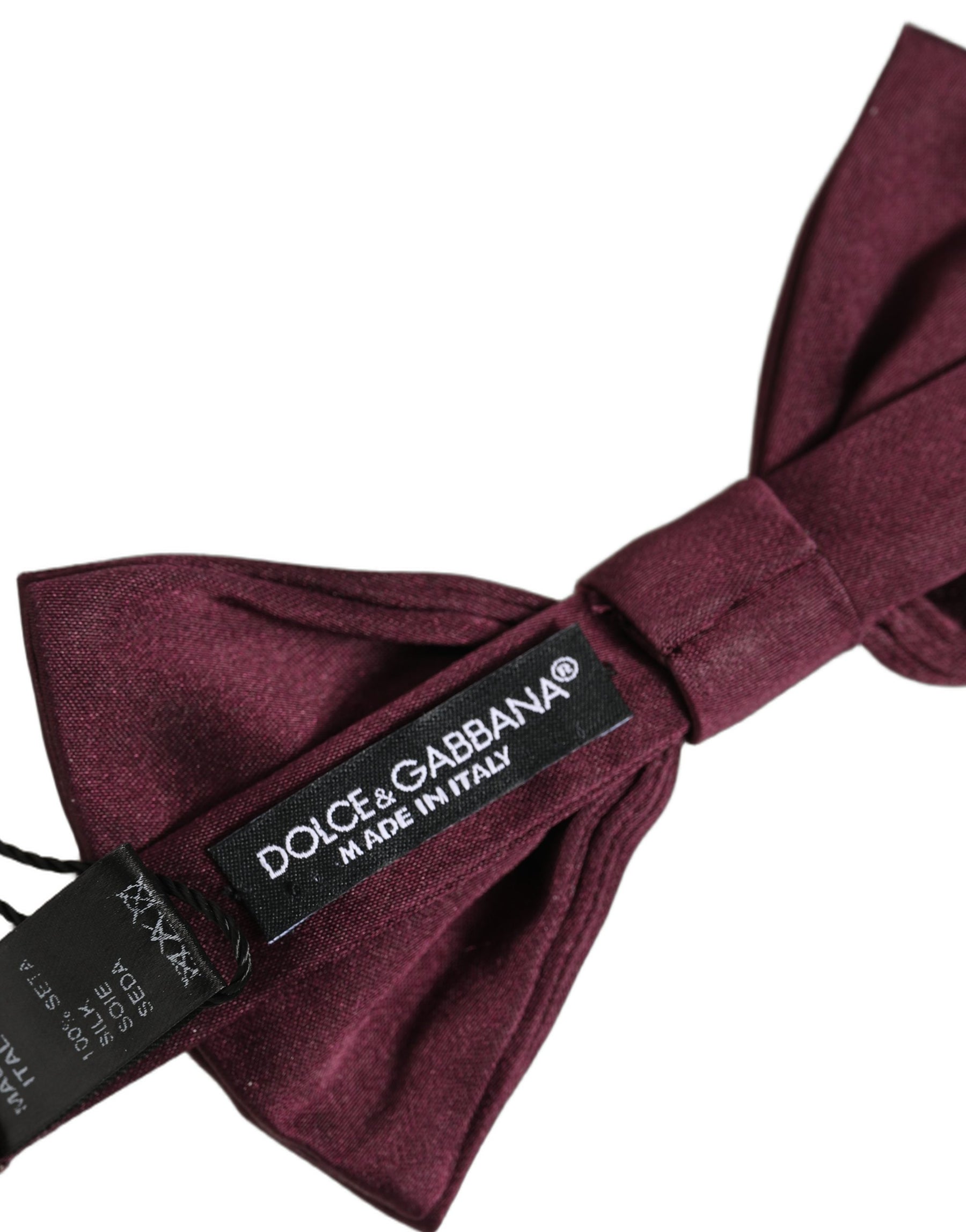 Dolce & Gabbana Men Maroon 100% Silk Adjustable Neck Papillon Bow Tie | Regal Royce