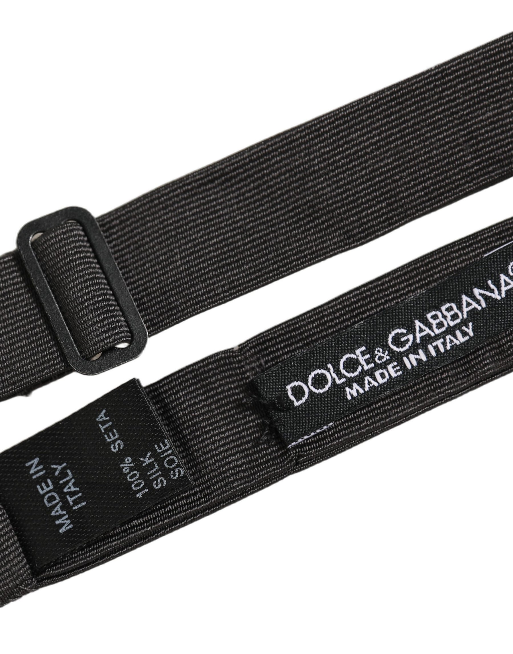 Dolce & Gabbana Men Black 100% Cotton Adjustable Neck Papillon Bow Tie | Regal Royce