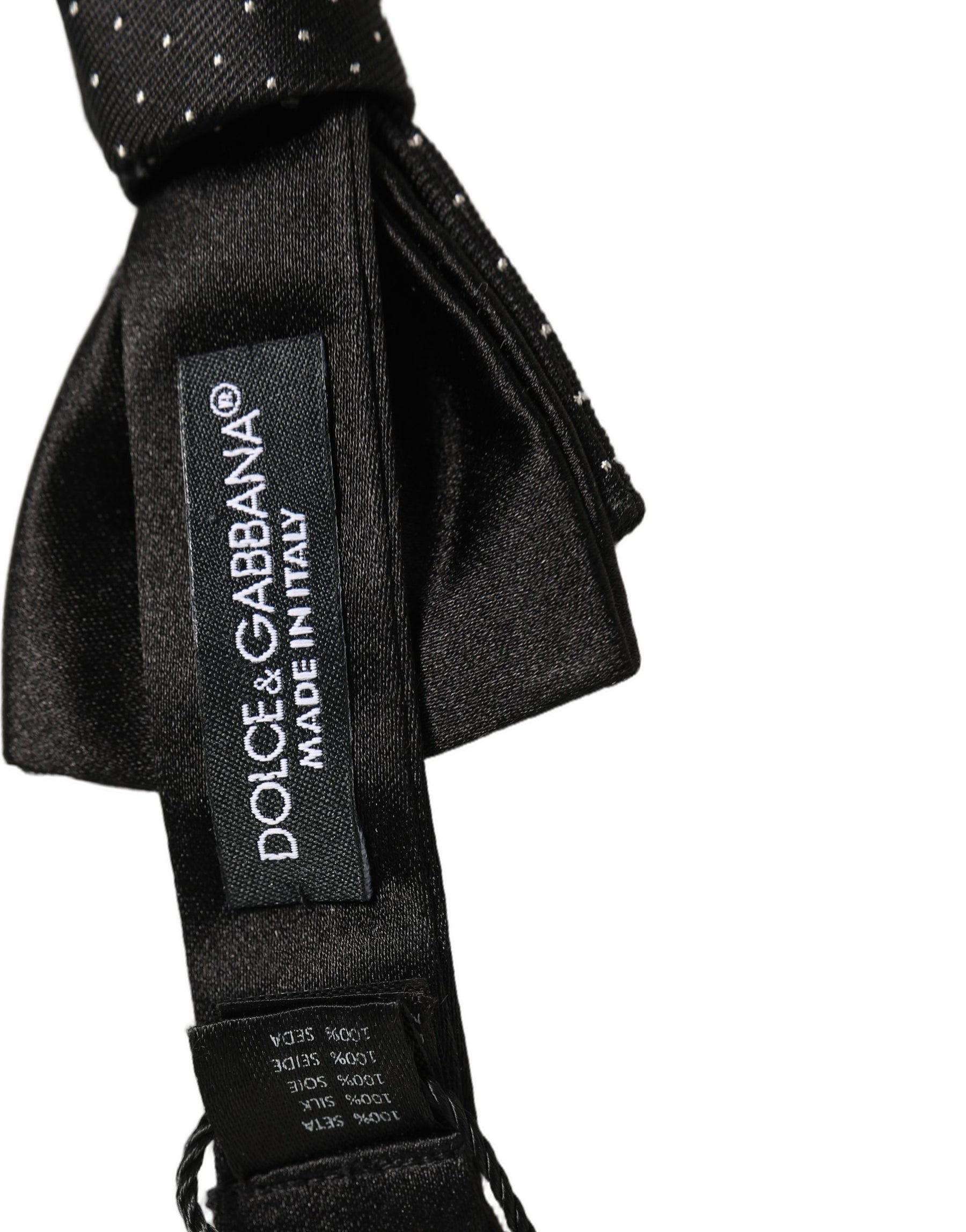 Dolce & Gabbana Men Black DG Polka Dot Adjustable Neck Papillon Bow Tie | Regal Royce