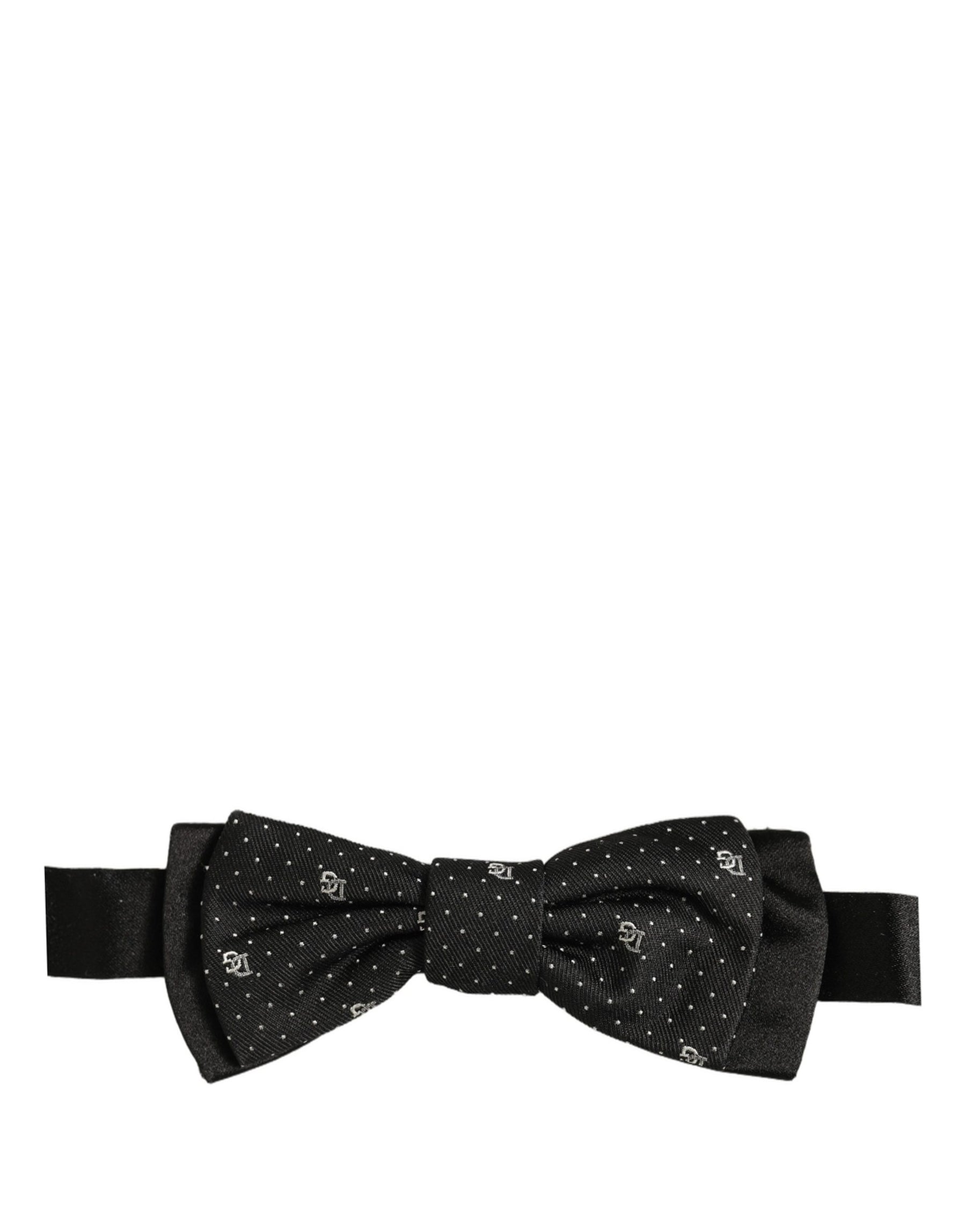 Dolce & Gabbana Men Black DG Polka Dot Adjustable Neck Papillon Bow Tie | Regal Royce