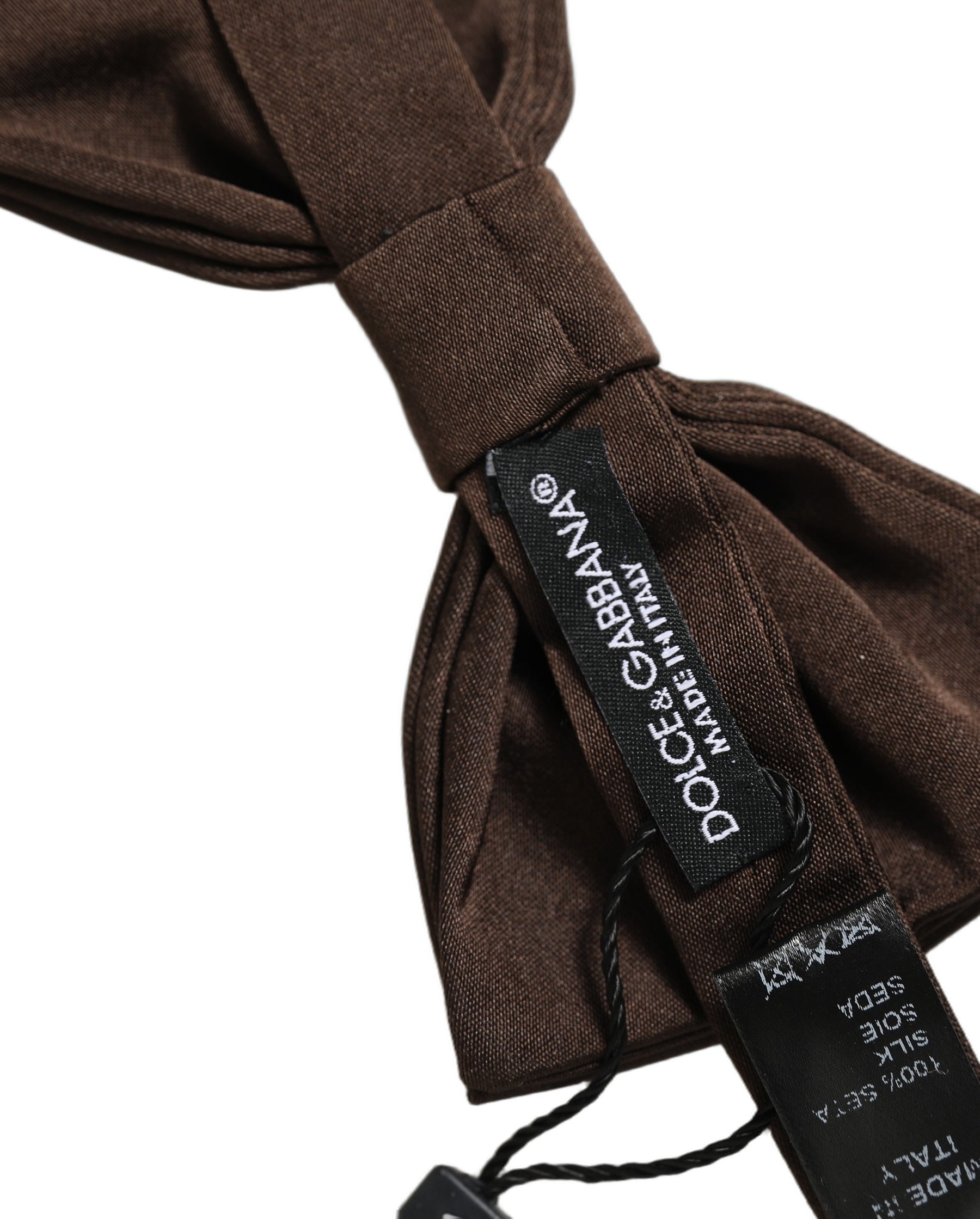 Dolce & Gabbana Men Brown 100% Silk Adjustable Neck Papillon Bow Tie | Regal Royce