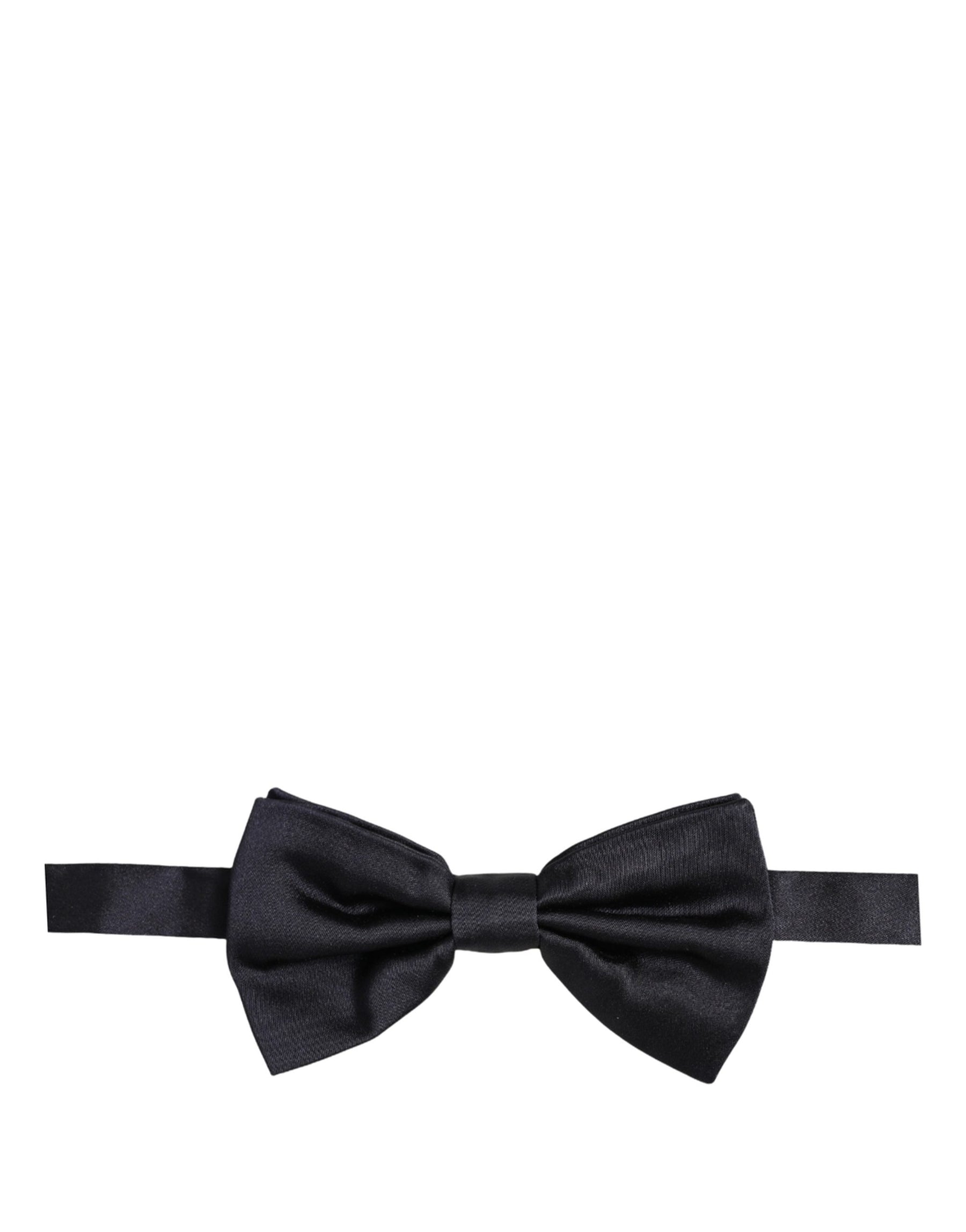Dolce & Gabbana Men Black 100% Silk Adjustable Neck Papillon Bow Tie | Regal Royce