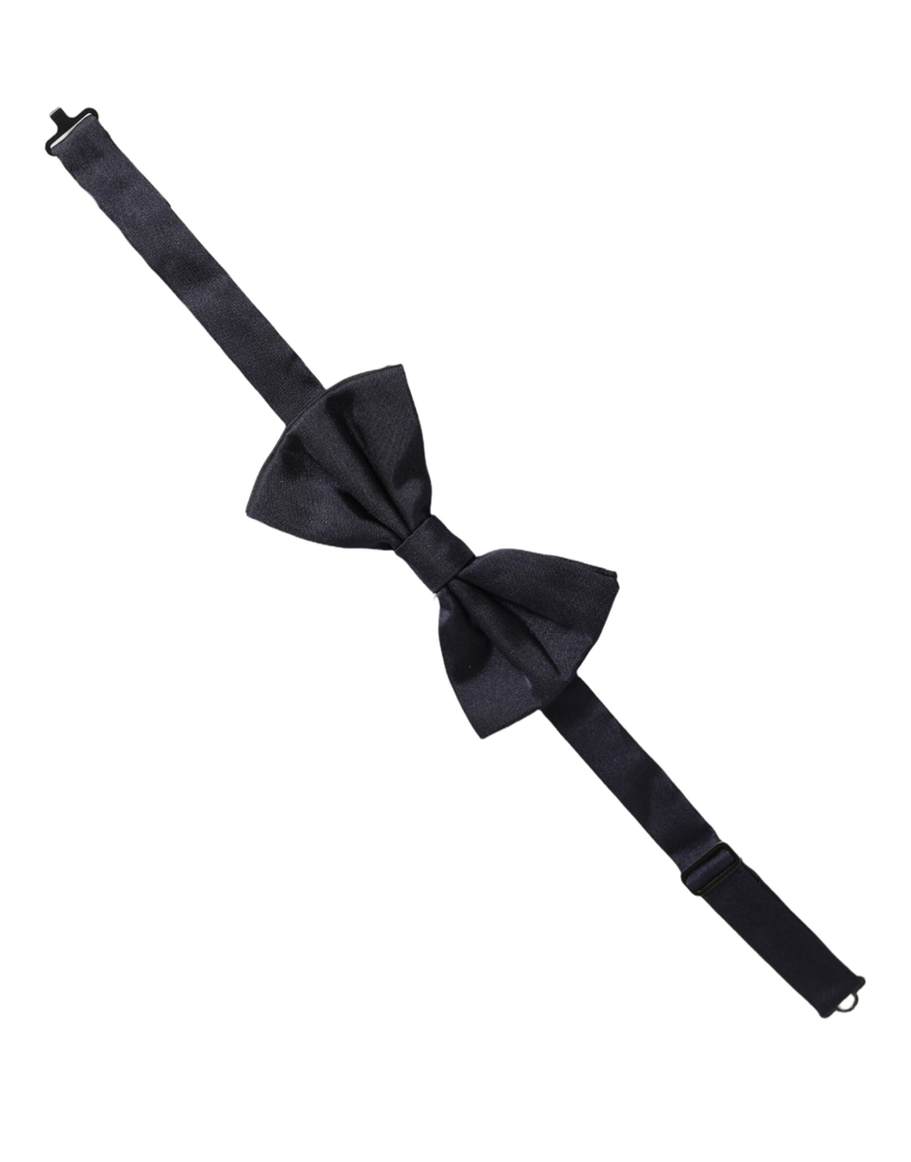 Dolce & Gabbana Men Dark Blue Silk Adjustable Neck Papillon Bow Tie | Regal Royce
