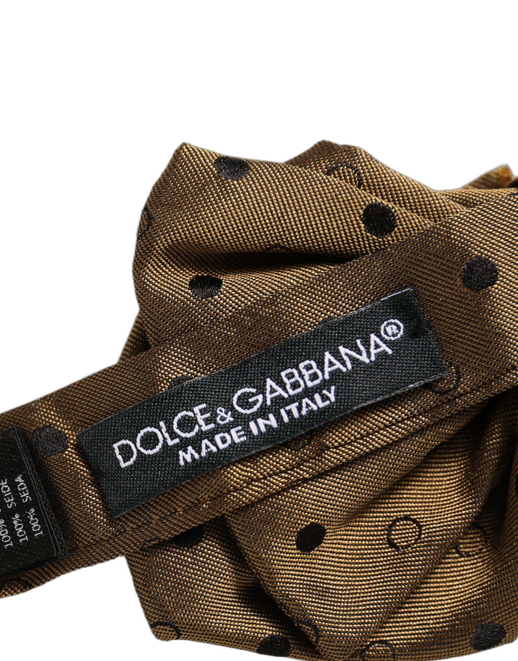 Dolce & Gabbana Men Brown Polka Dot Silk Adjustable Neck Papillon Bow Tie | Regal Royce