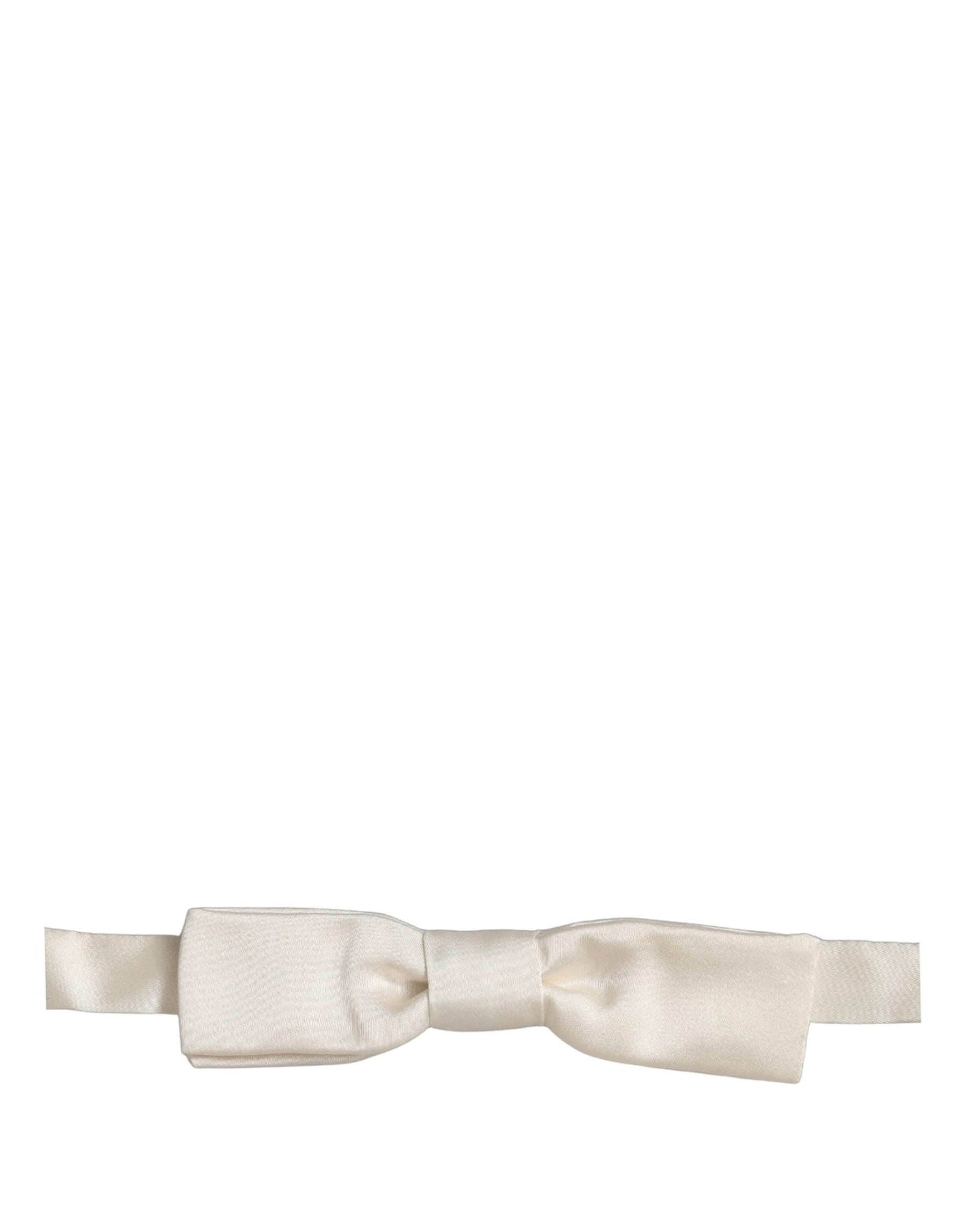 Dolce & Gabbana Men White 100% Silk Adjustable Neck Papillon Bow Tie | Regal Royce