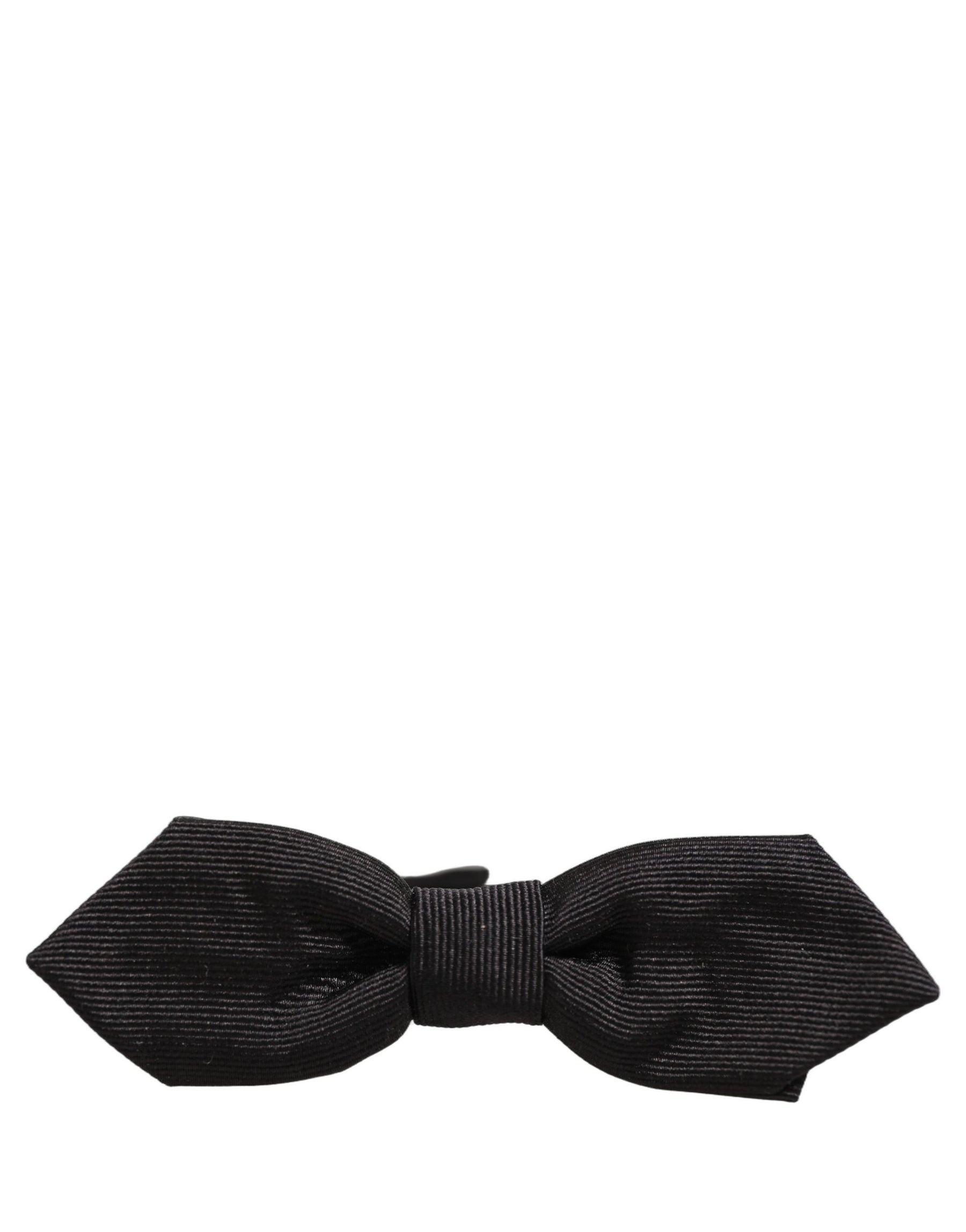 Dolce & Gabbana Men Black 100% Silk Adjustable Neck Papillon Bow Tie | Regal Royce