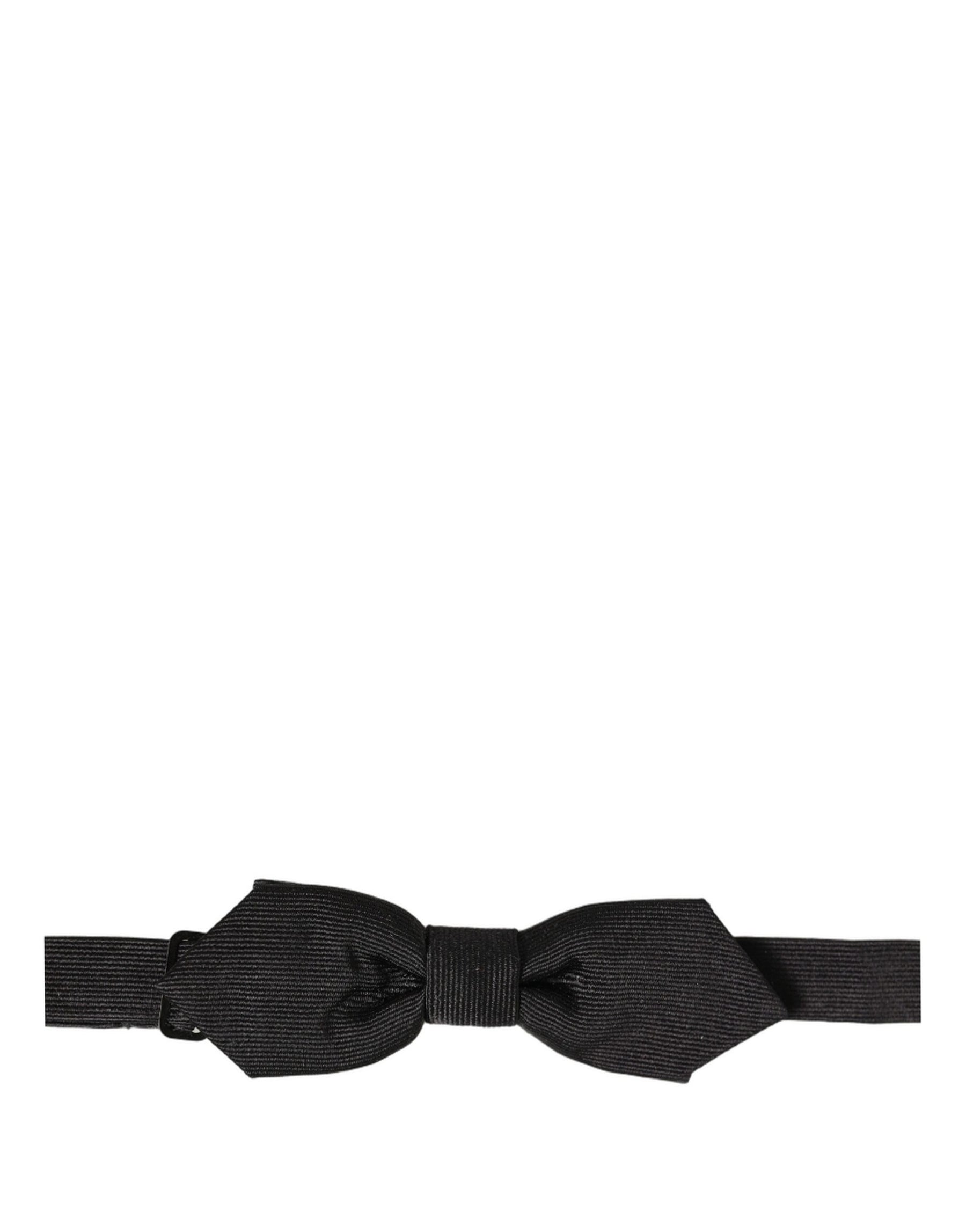 Dolce & Gabbana Men Black 100% Silk Adjustable Neck Papillon Bow Tie | Regal Royce