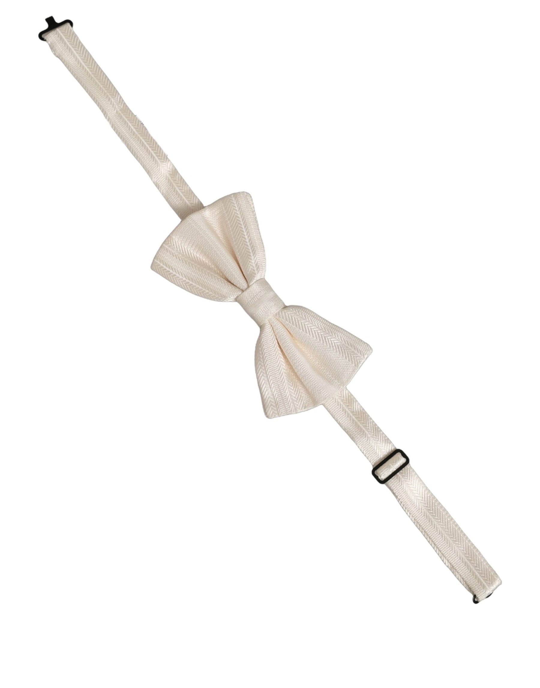 Dolce & Gabbana Men White 100% Silk Adjustable Neck Papillon Bow Tie | Regal Royce