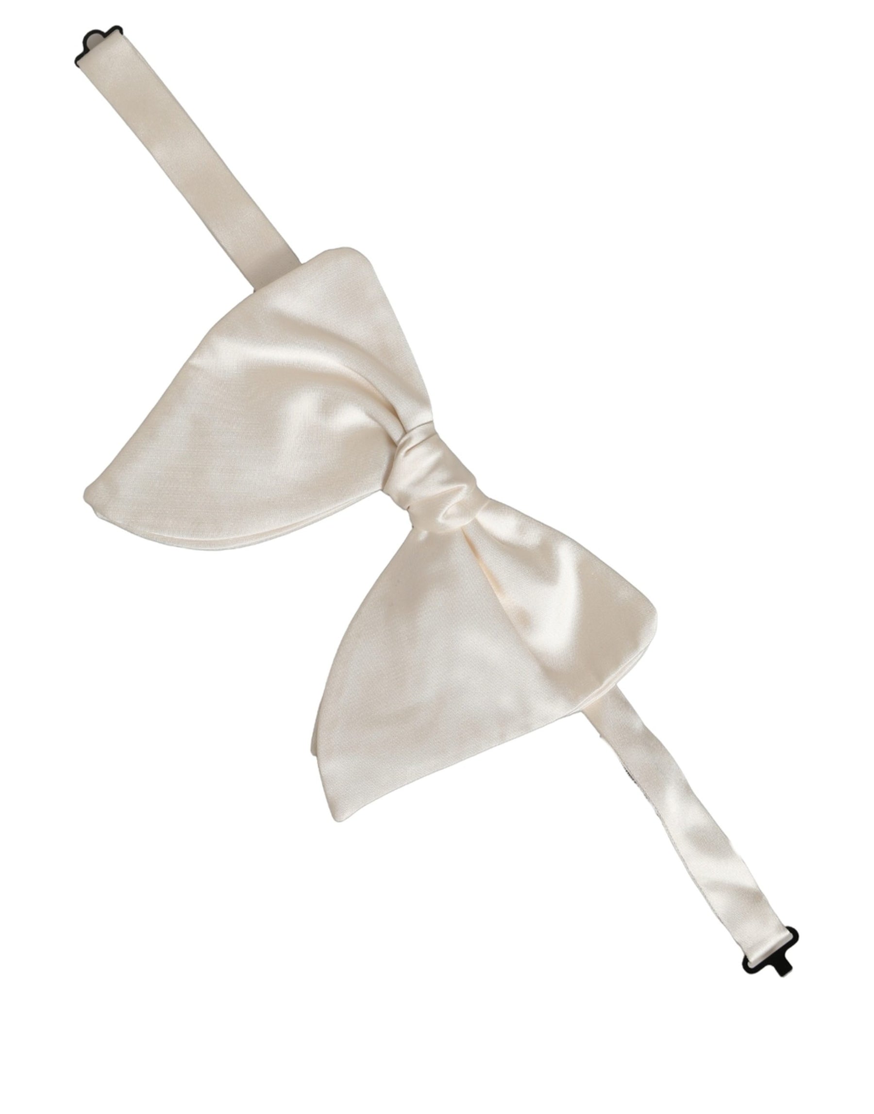 Dolce & Gabbana Men White 100% Silk Adjustable Neck Papillon Bow Tie | Regal Royce