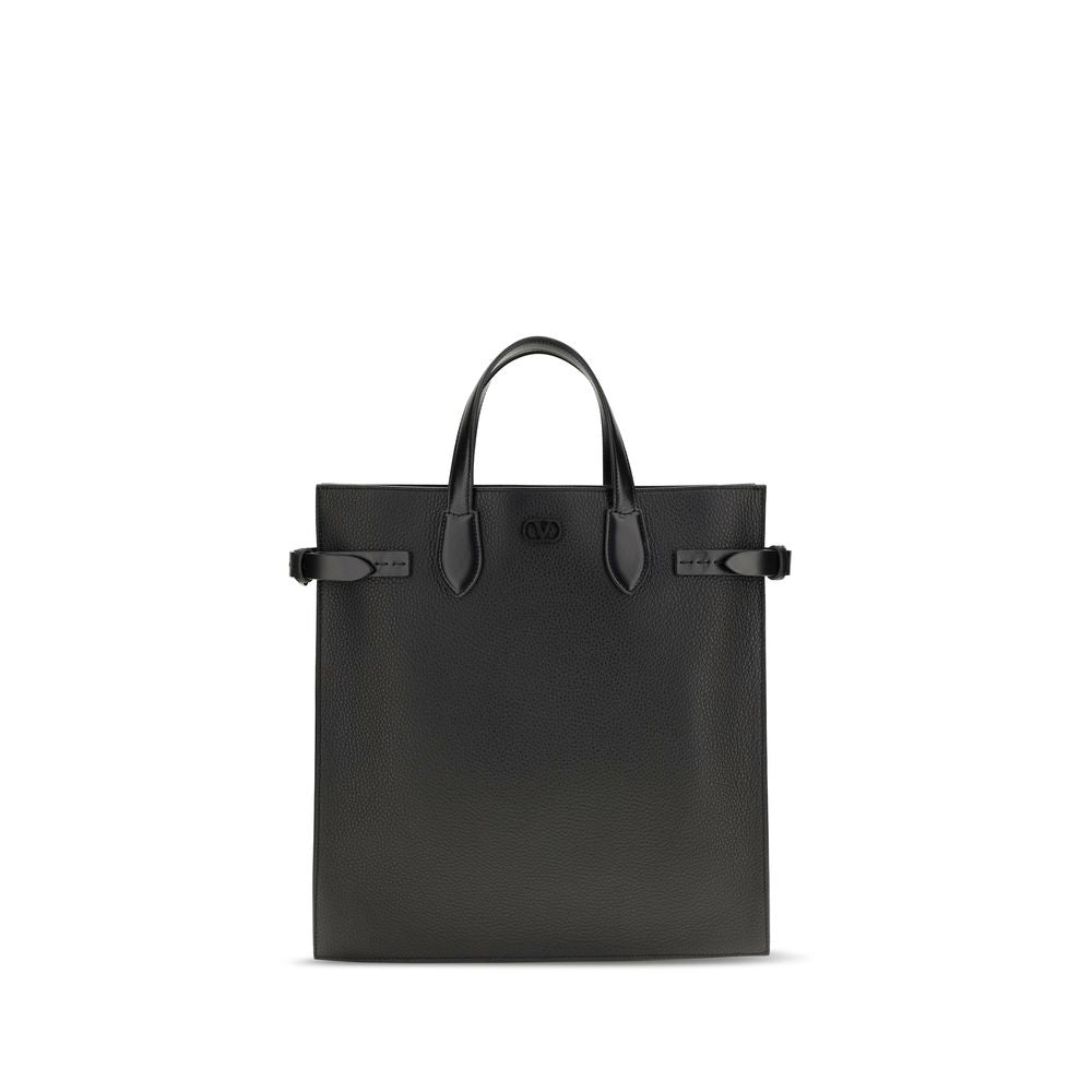 Valentino Garavani Black Calf Leather Bos Taurus Shoulder Bag | Regal Royce