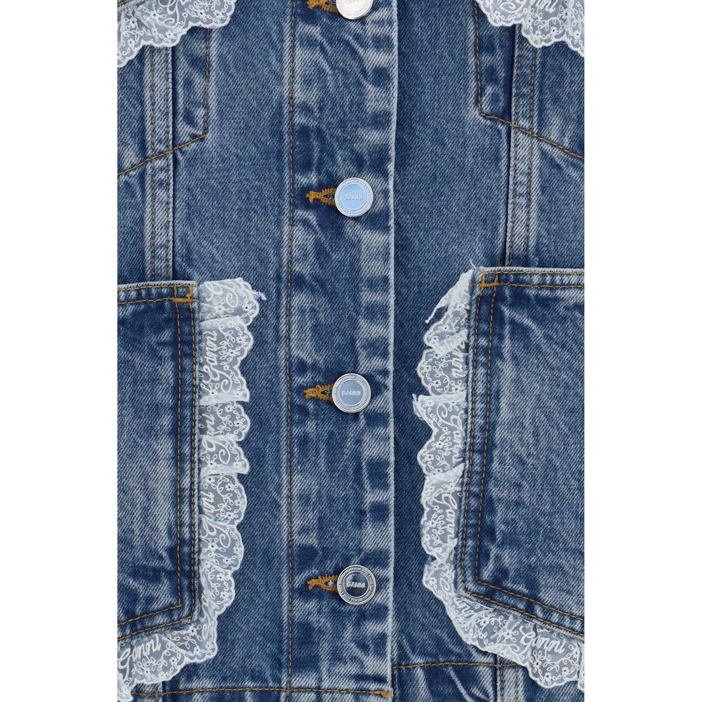 Ganni Blue Cotton Denim Jacket | Regal Royce