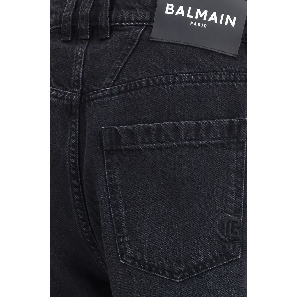Balmain Black Cotton Straight-Leg Jeans | Regal Royce