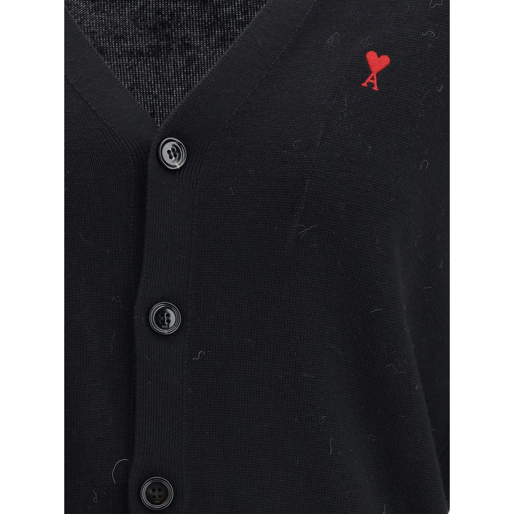 Ami Paris Black Wool Oves Aries Cardigan | Regal Royce