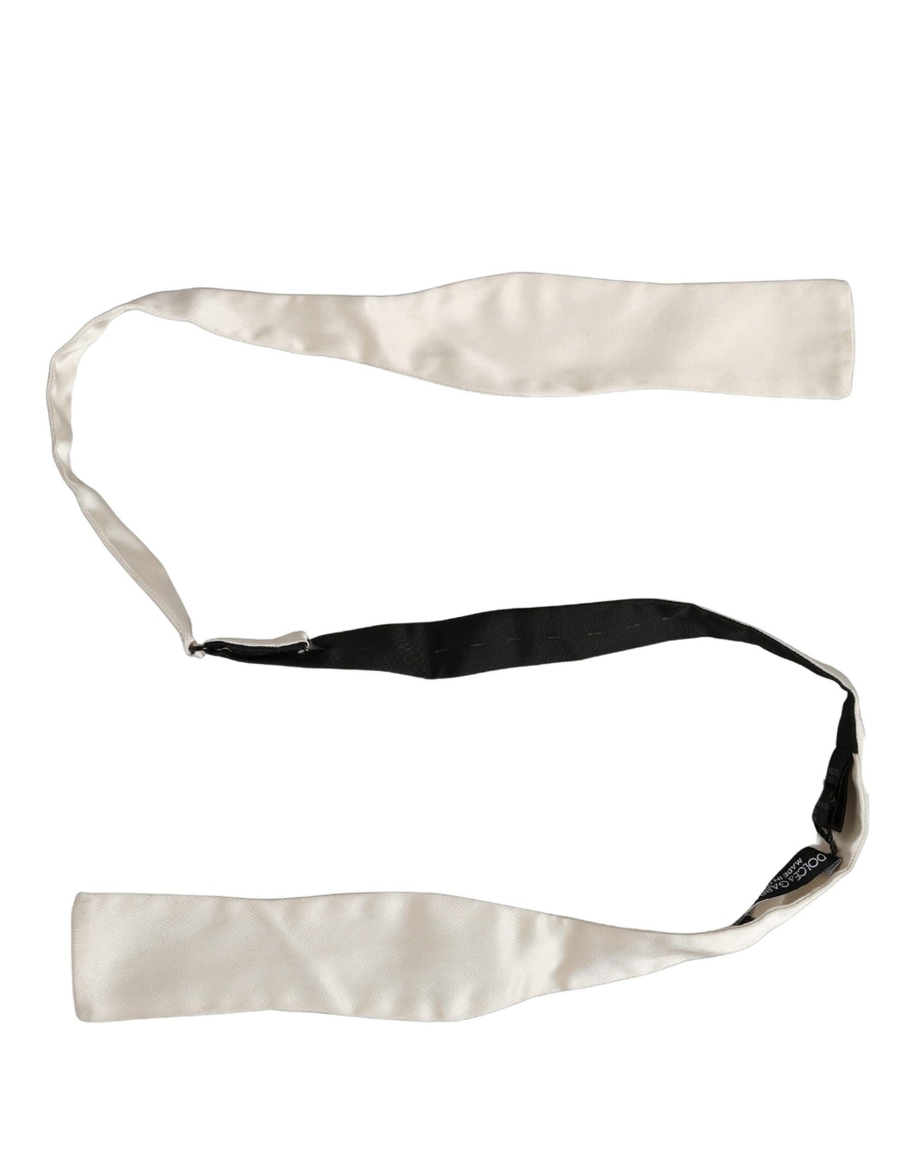 Dolce & Gabbana Men White 100% Silk Adjustable Neck Papillon Bow Tie | Regal Royce