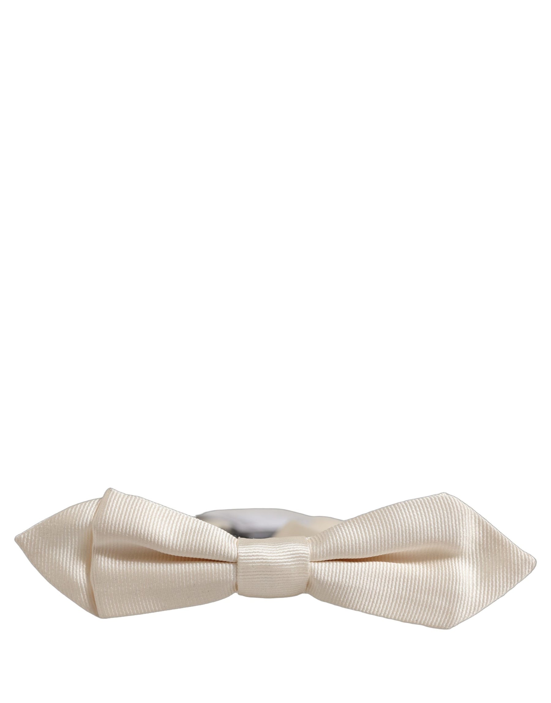Dolce & Gabbana Men White 100% Silk Adjustable Neck Papillon Bow Tie | Regal Royce