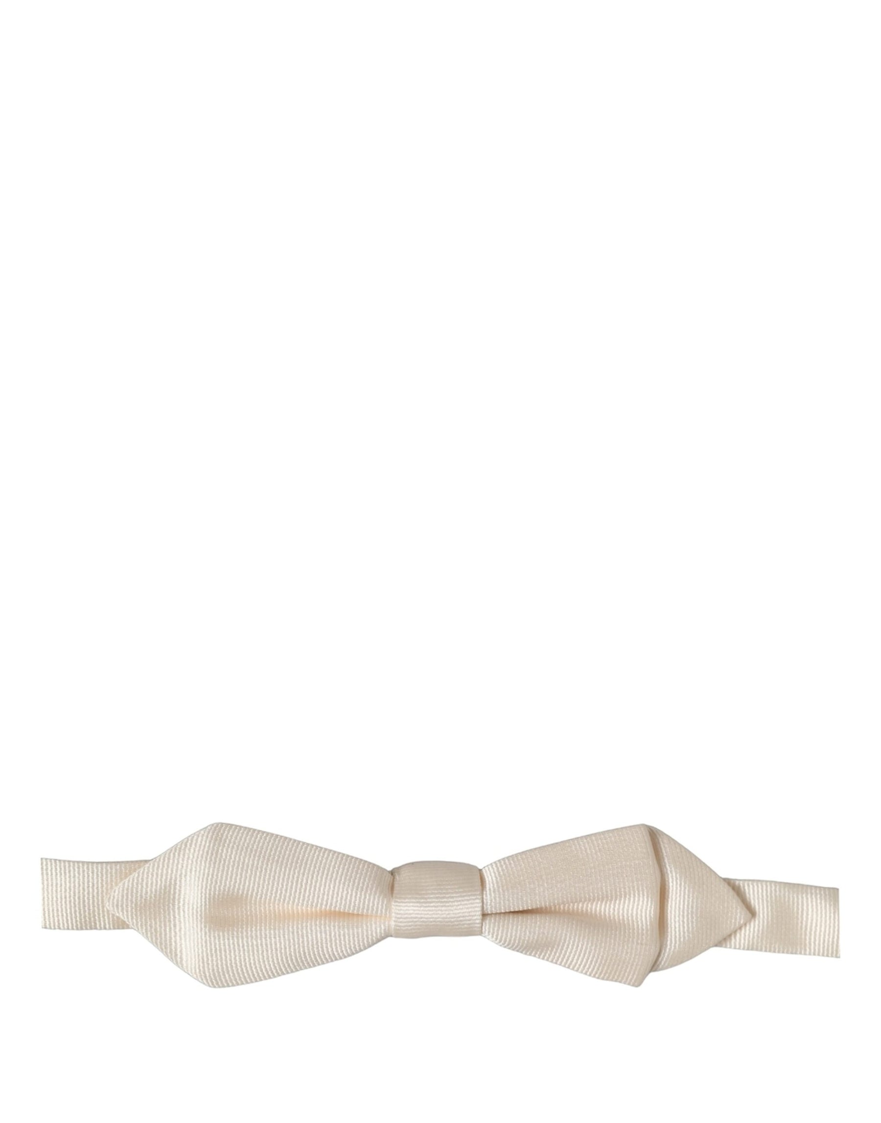 Dolce & Gabbana Men White 100% Silk Adjustable Neck Papillon Bow Tie | Regal Royce