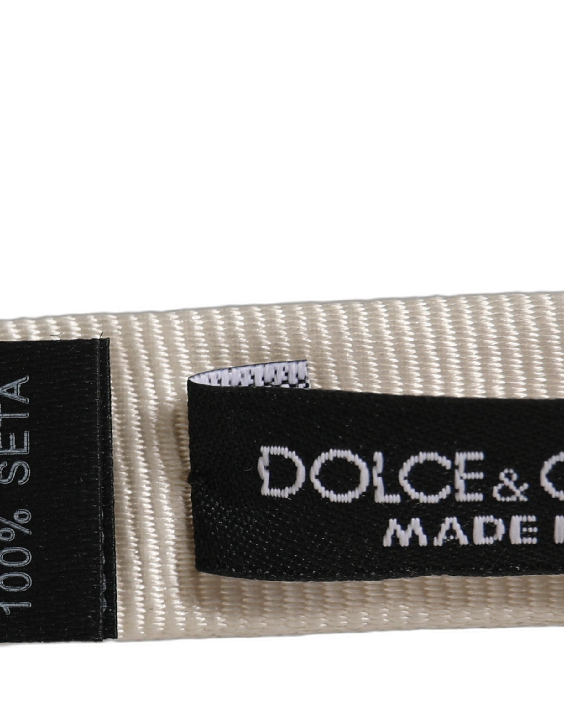 Dolce & Gabbana Men White 100% Silk Adjustable Neck Papillon Bow Tie | Regal Royce