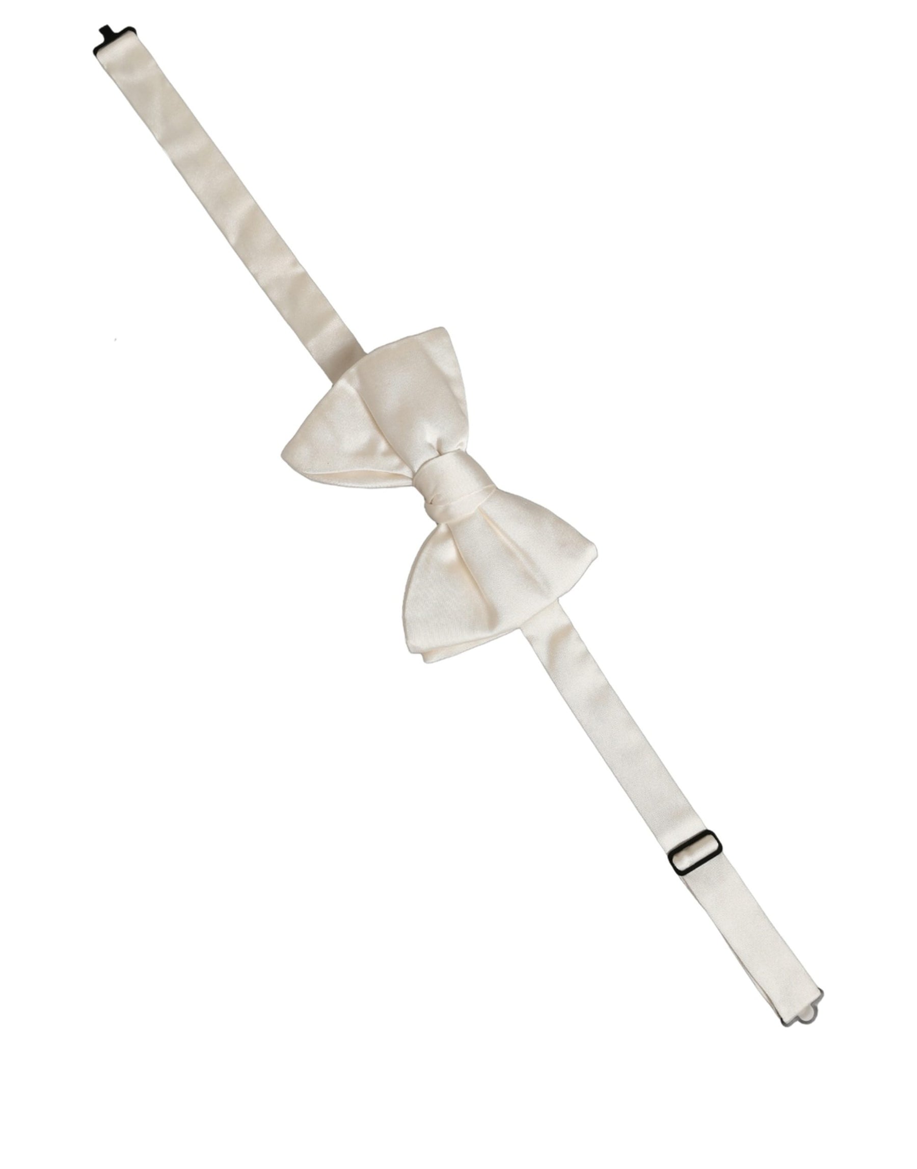 Dolce & Gabbana Men White 100% Silk Adjustable Neck Papillon Bow Tie | Regal Royce