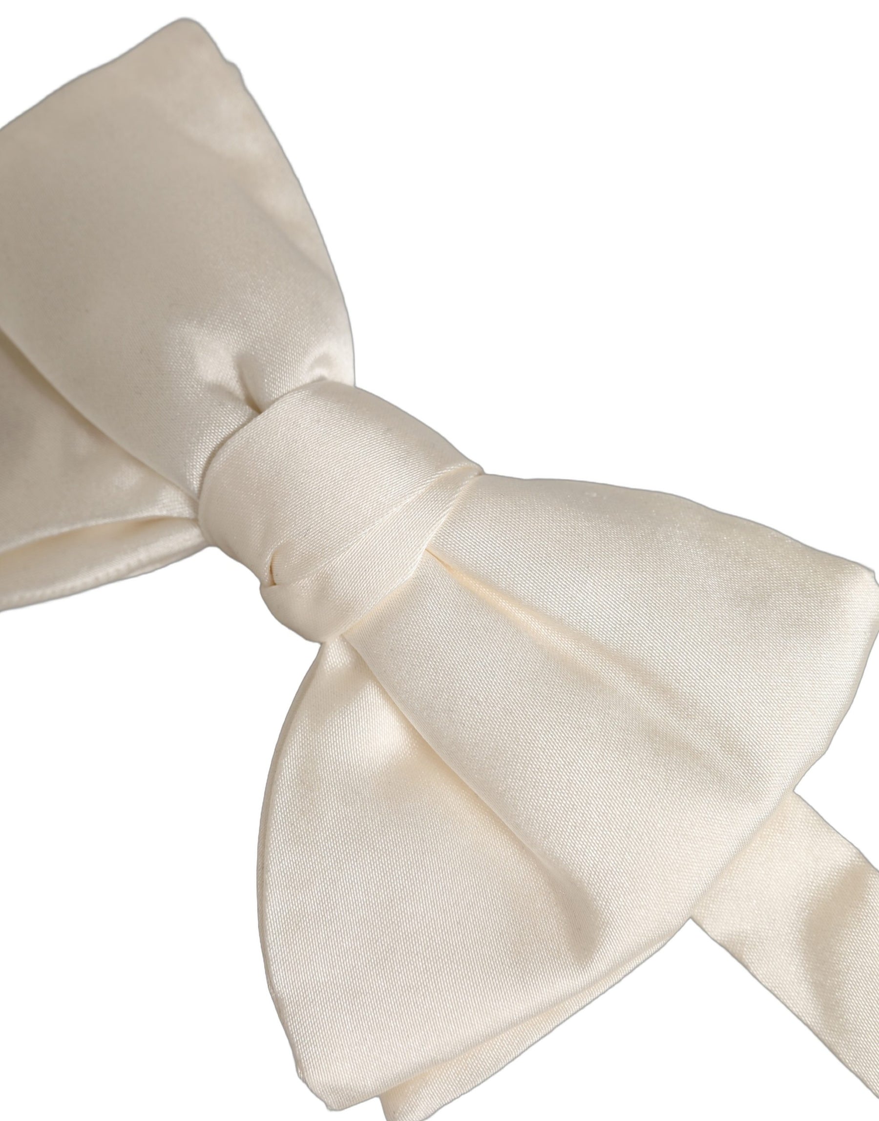 Dolce & Gabbana Men White 100% Silk Adjustable Neck Papillon Bow Tie | Regal Royce