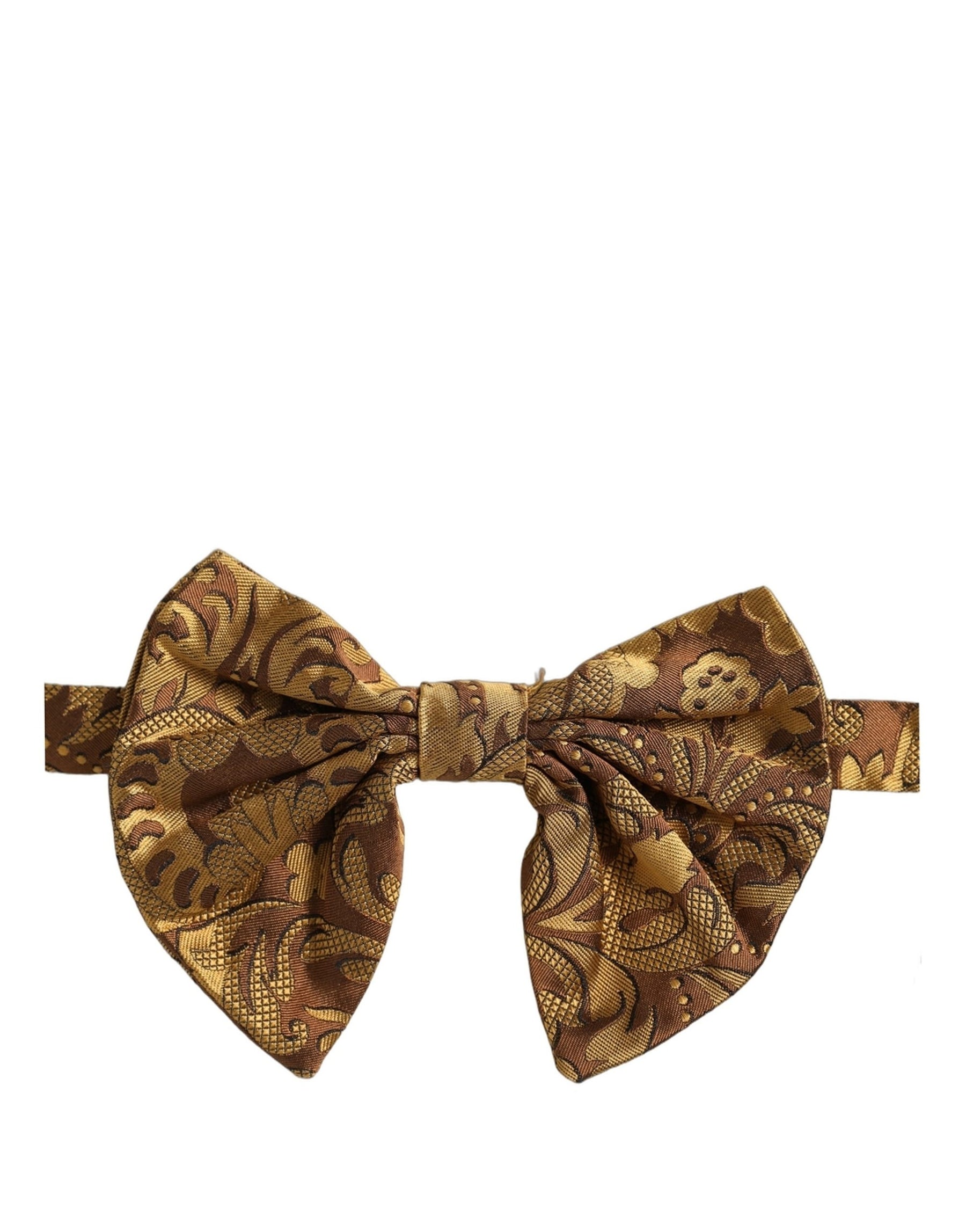 Dolce & Gabbana Men Brown Floral Silk Adjustable Neck Papillon Bow Tie | Regal Royce