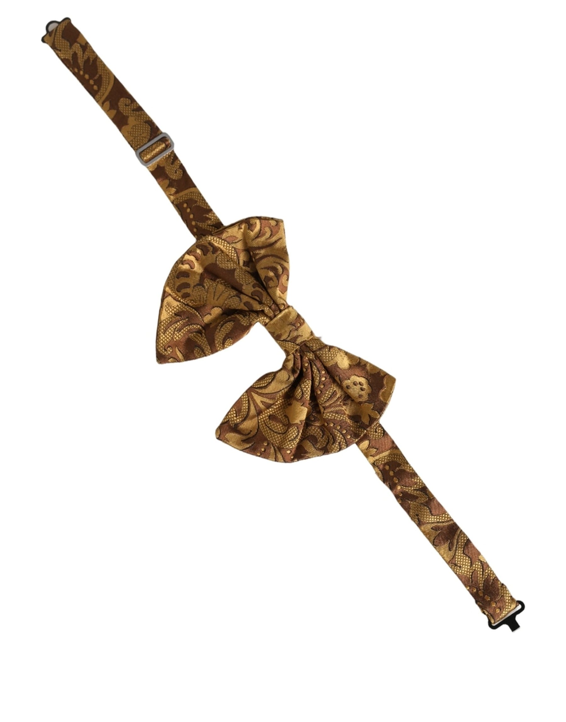 Dolce & Gabbana Men Brown Floral Silk Adjustable Neck Papillon Bow Tie | Regal Royce