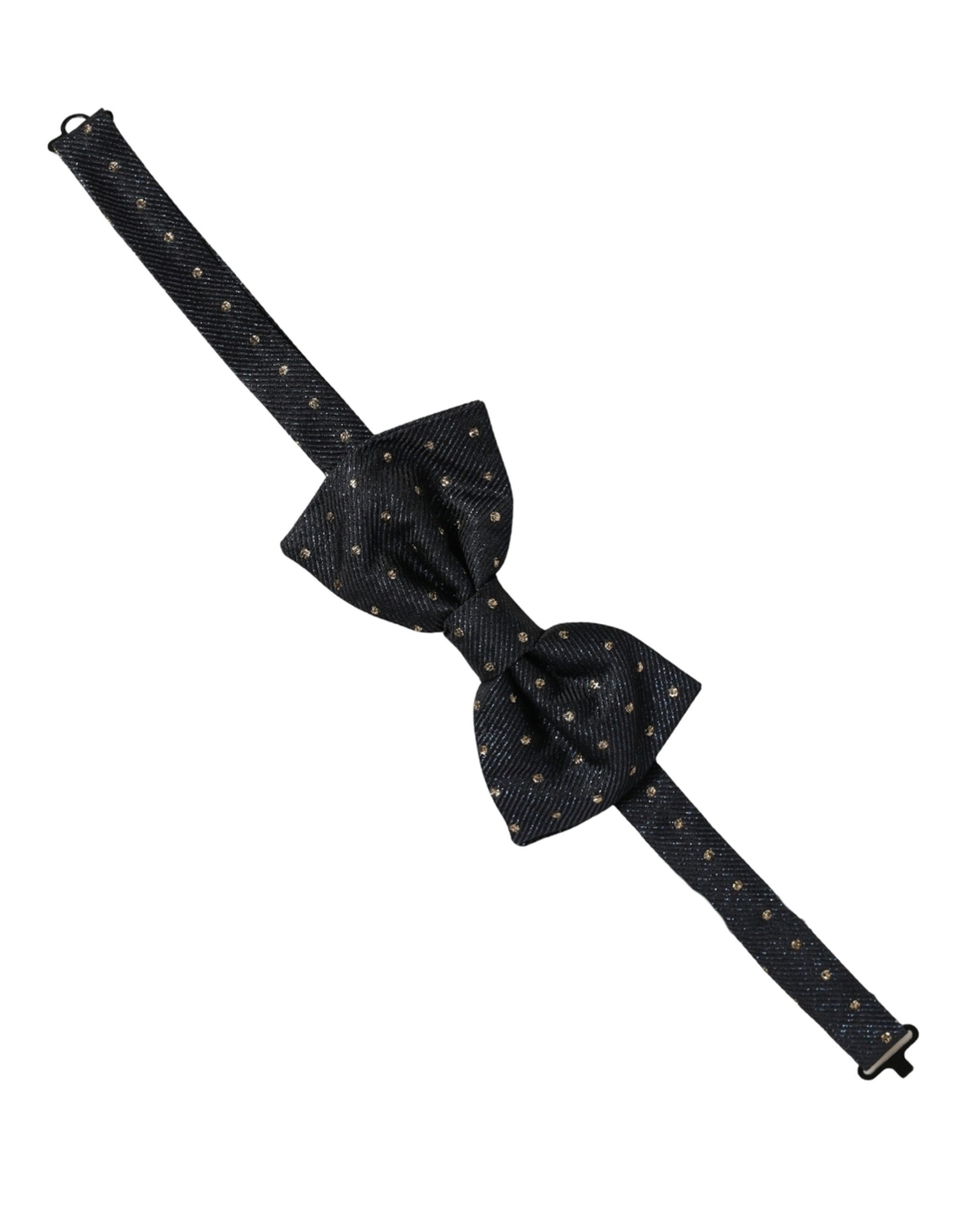 Dolce & Gabbana Men Black Polka Dot Silk Adjustable Neck Papillon Bow Tie | Regal Royce