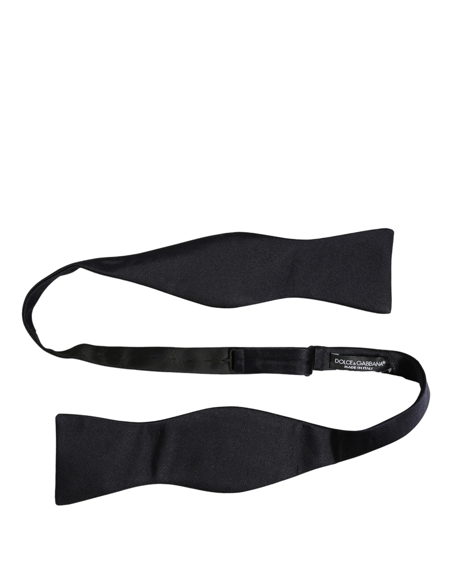 Dolce & Gabbana Men Black 100% Silk Adjustable Neck Papillon Bow Tie | Regal Royce