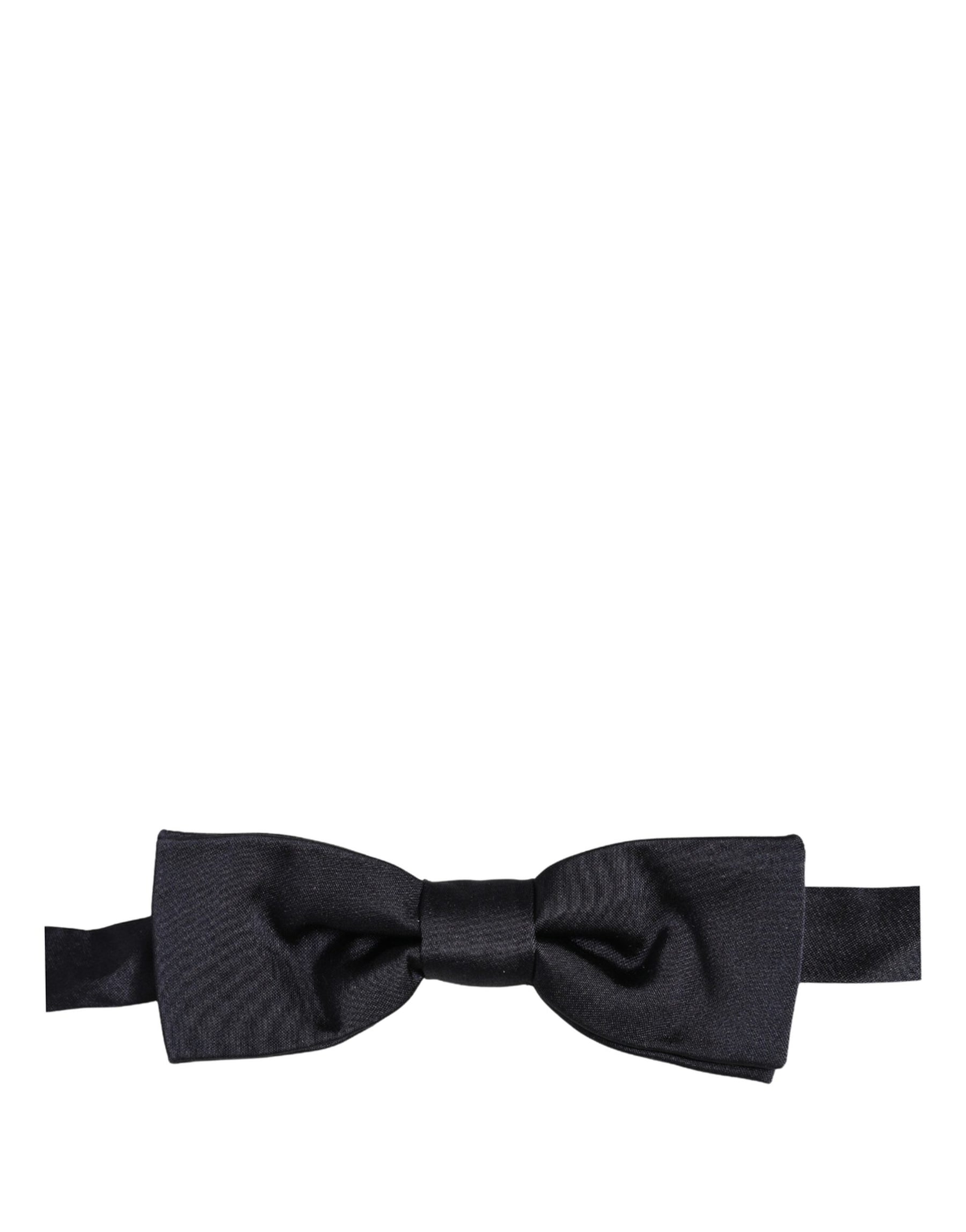 Dolce & Gabbana Men Dark Blue 100% Silk Adjustable Neck Papillon Bow Tie | Regal Royce