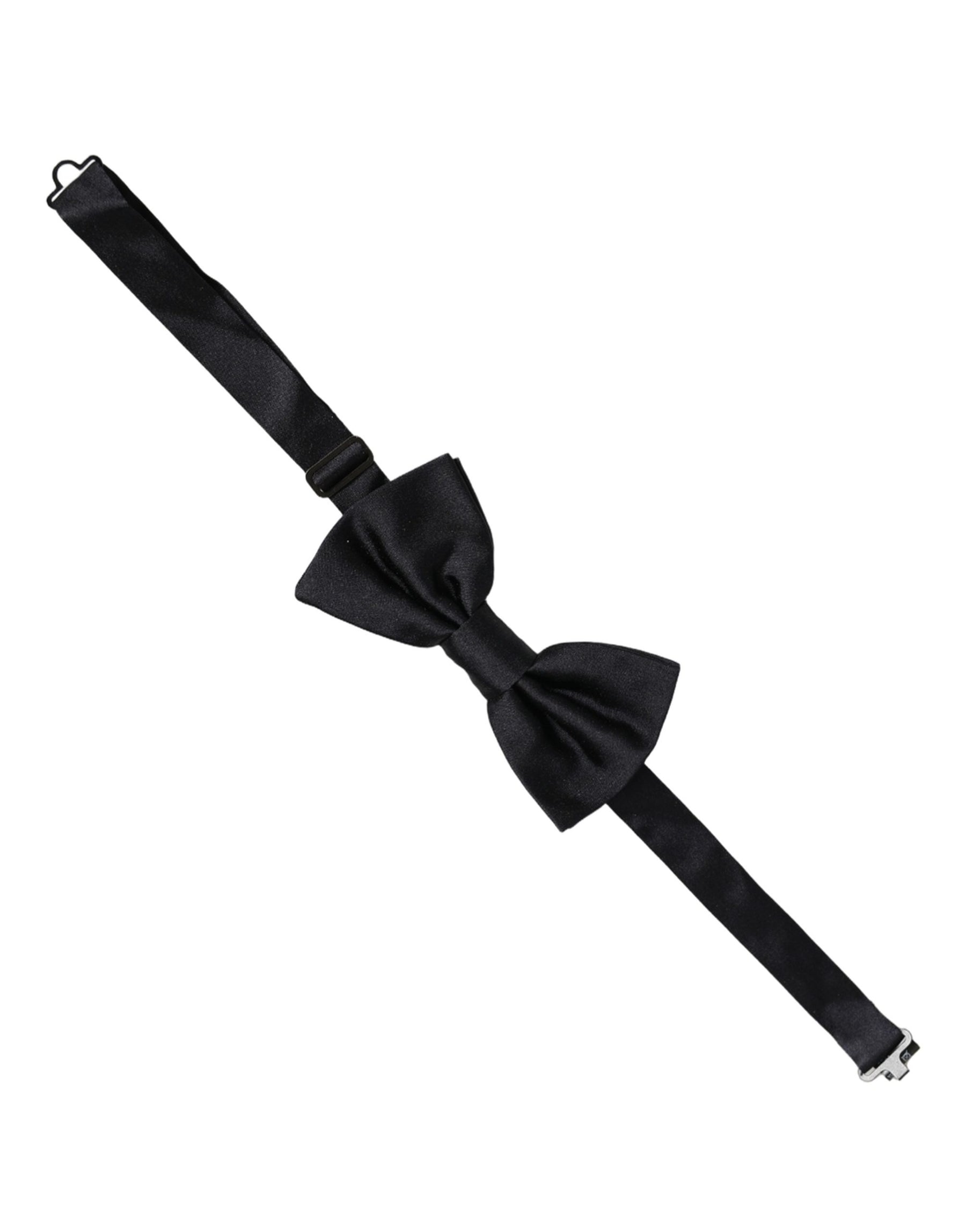 Dolce & Gabbana Men Black 100% Silk Adjustable Neck Papillon Bow Tie | Regal Royce