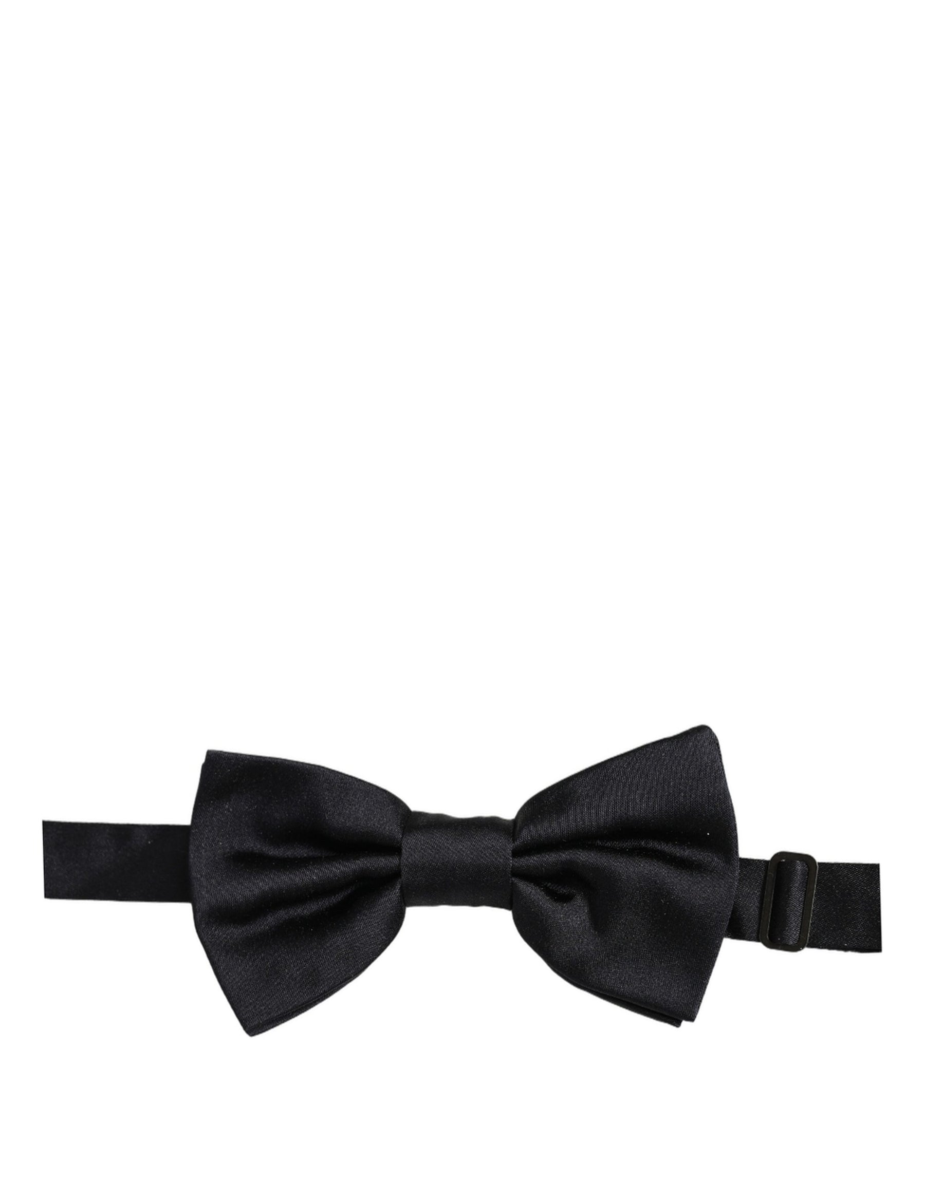 Dolce & Gabbana Men Black 100% Silk Adjustable Neck Papillon Bow Tie | Regal Royce