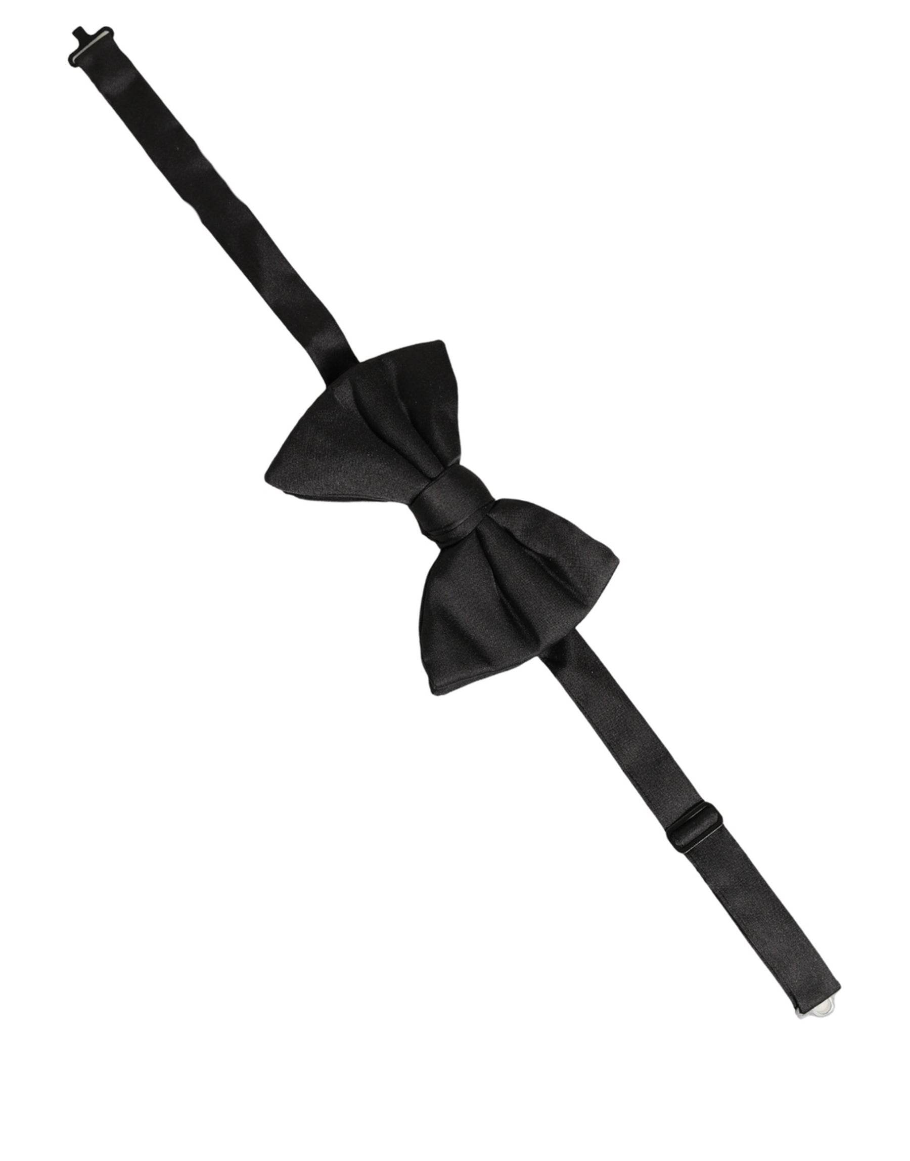 Dolce & Gabbana Men Black 100% Silk Adjustable Neck Papillon Bow Tie | Regal Royce